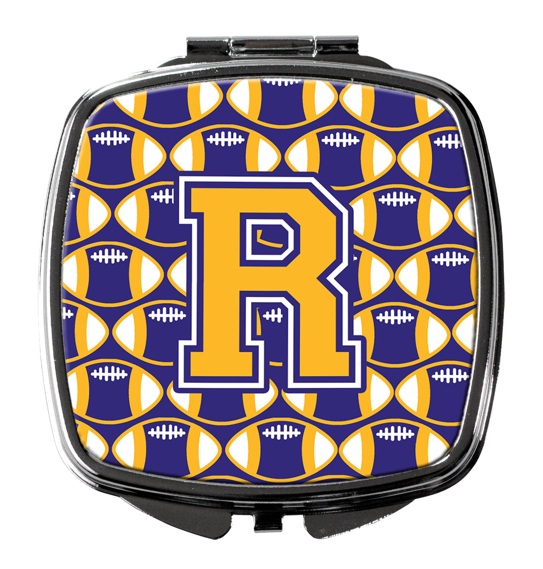 Letter R Football Purple and Gold Compact Mirror CJ1064-RSCM