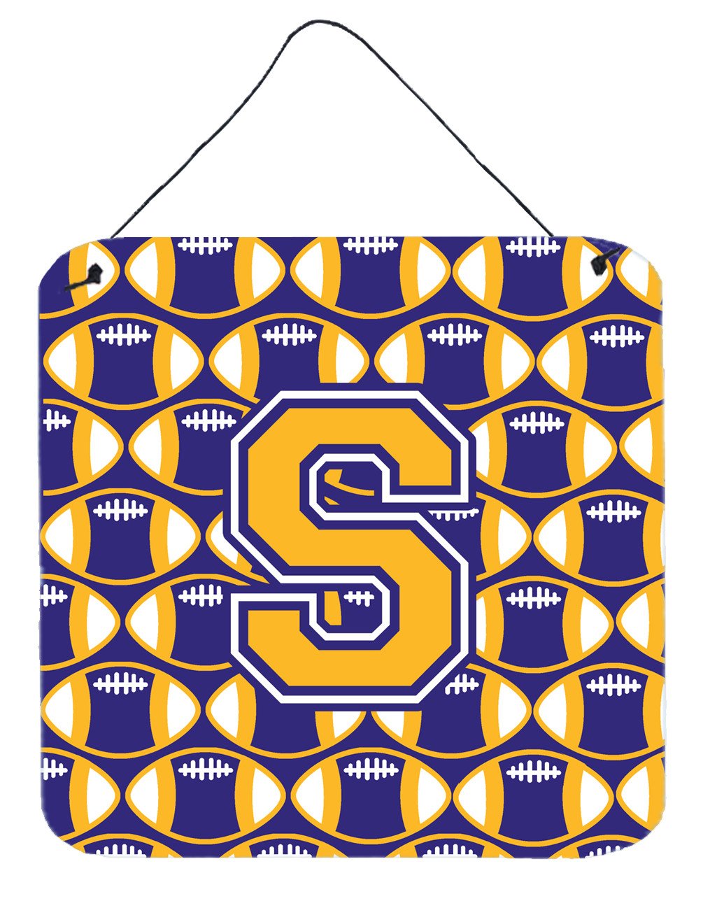 Letter S Football Purple and Gold Wall or Door Hanging Prints CJ1064-SDS66 by Caroline&#39;s Treasures