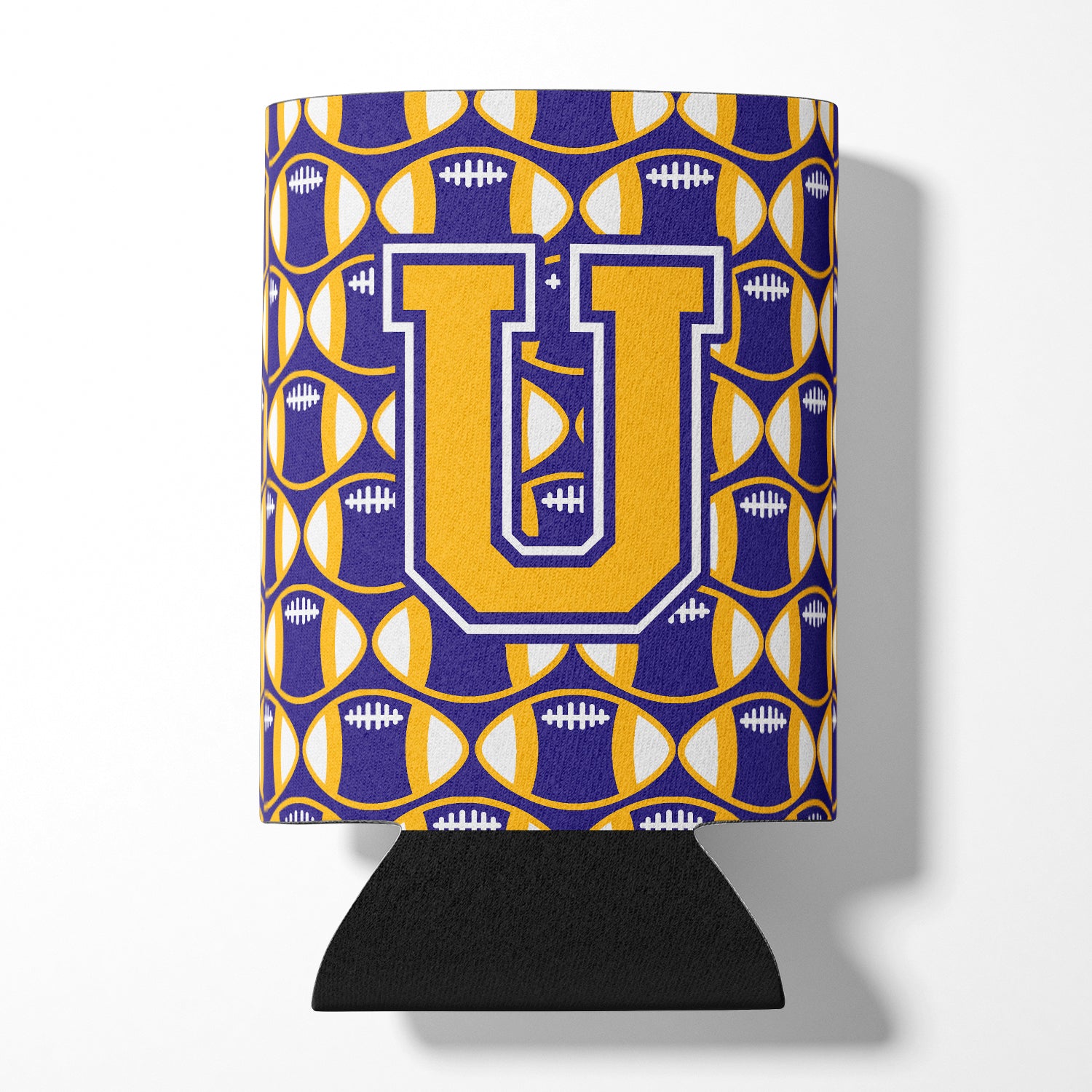 Letter U Football Purple and Gold Can or Bottle Hugger CJ1064-UCC.