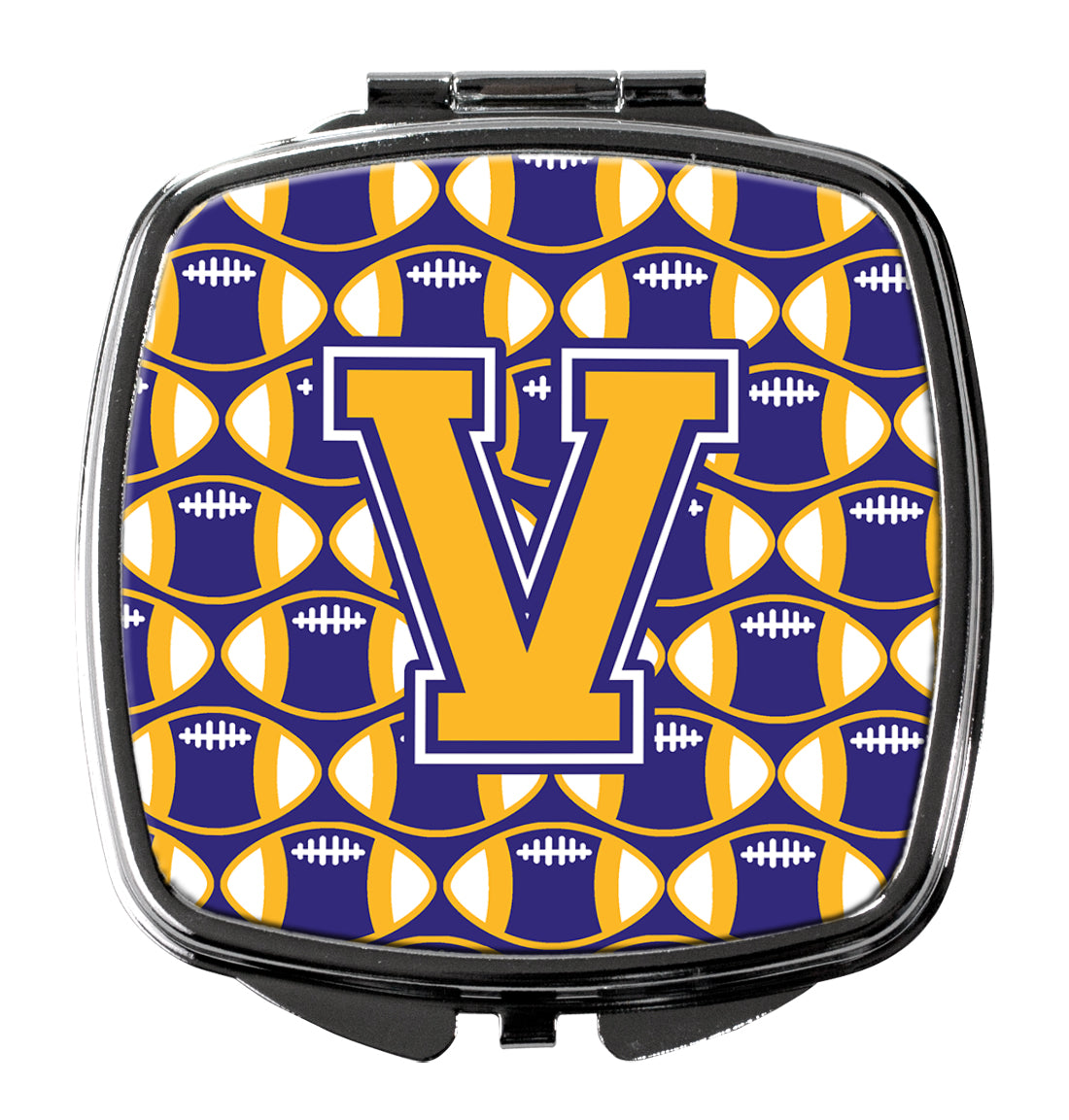 Letter V Football Purple and Gold Compact Mirror CJ1064-VSCM  the-store.com.