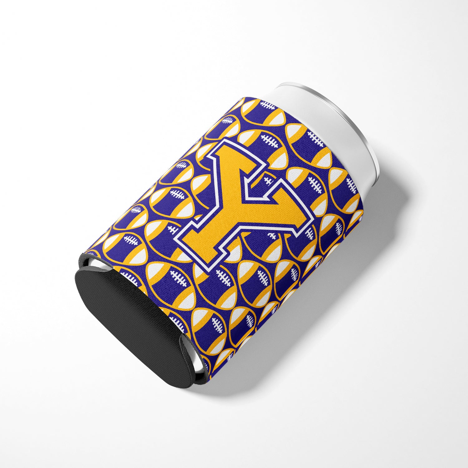 Letter Y Football Purple and Gold Can or Bottle Hugger CJ1064-YCC.