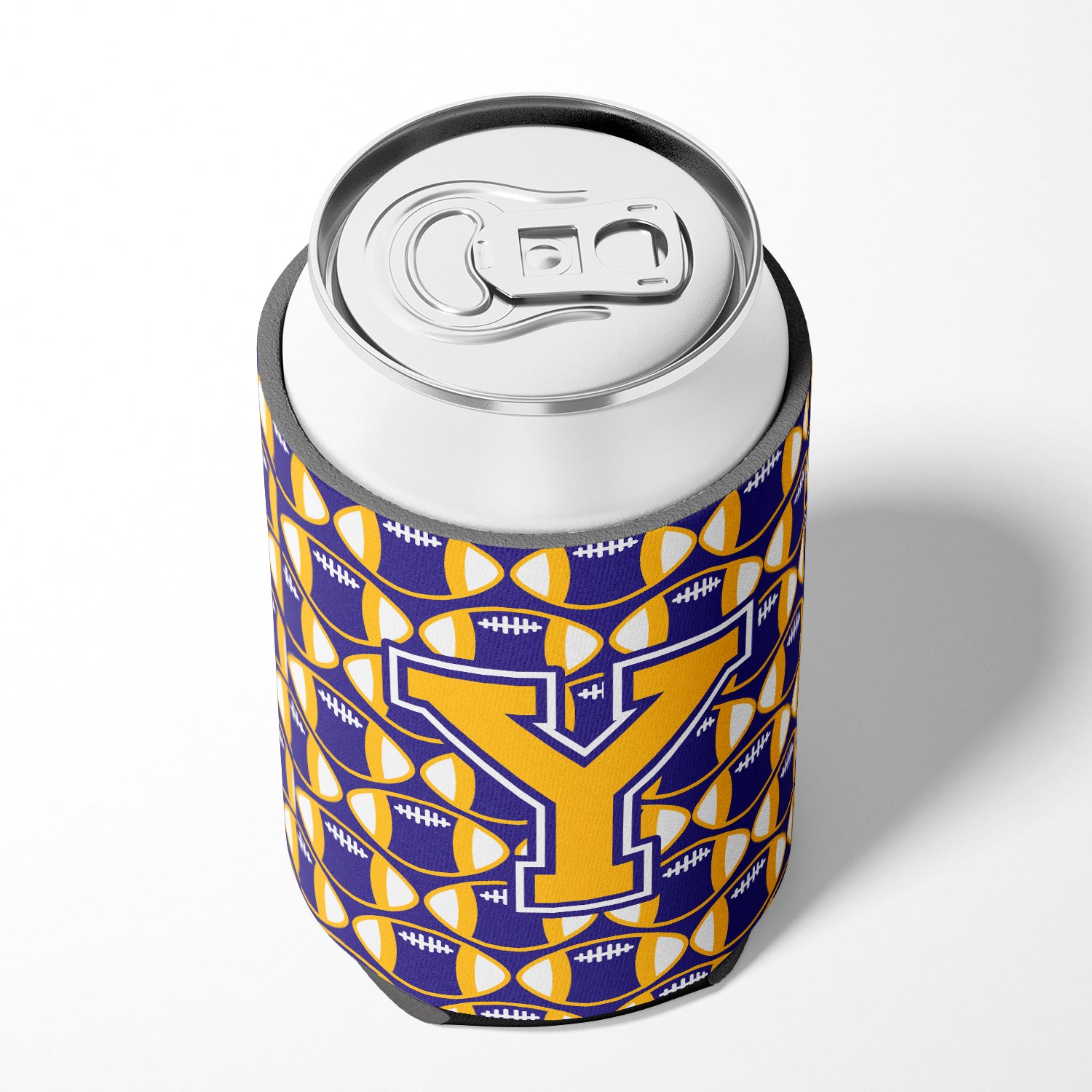 Letter Y Football Purple and Gold Can or Bottle Hugger CJ1064-YCC