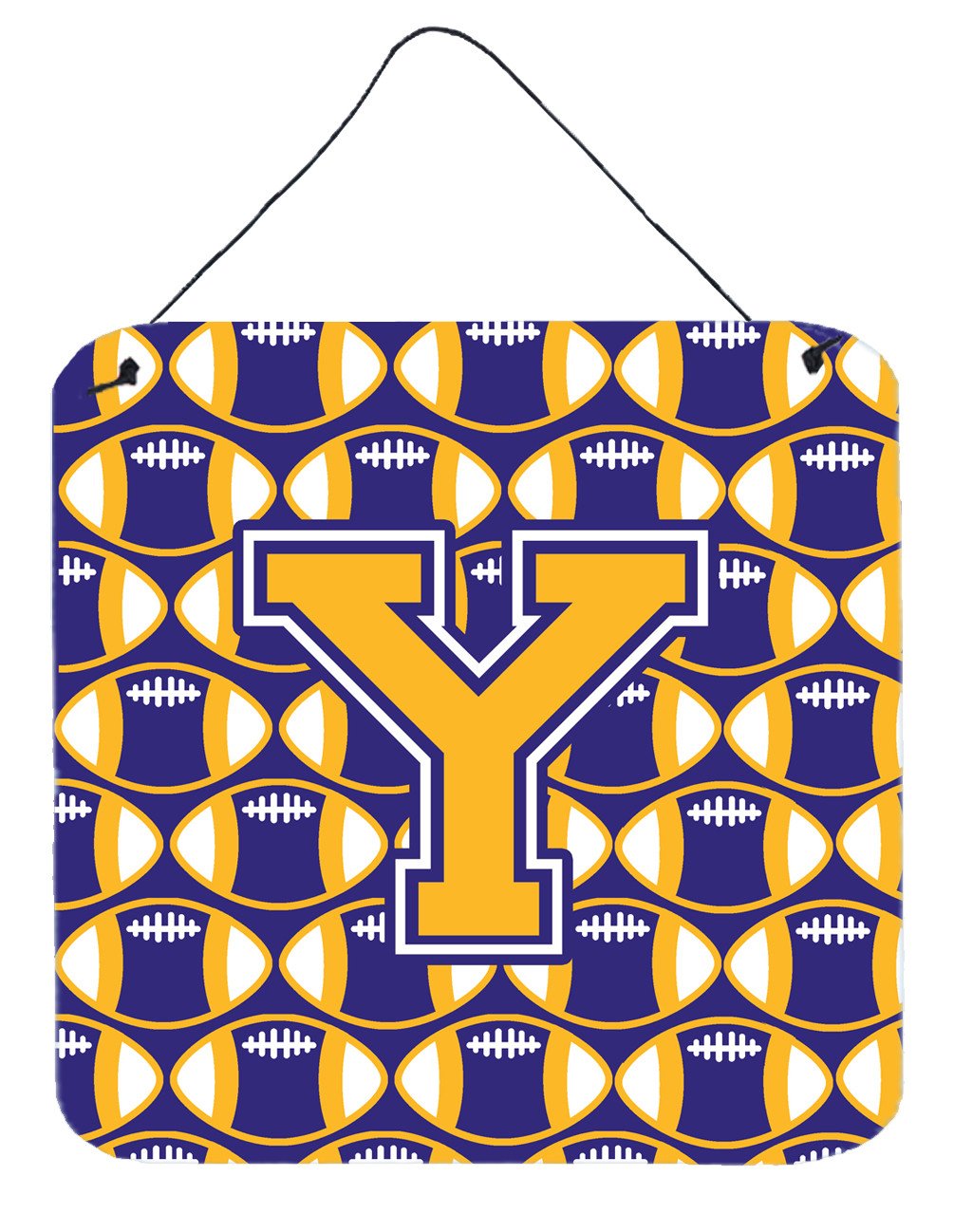 Letter Y Football Purple and Gold Wall or Door Hanging Prints CJ1064-YDS66 by Caroline&#39;s Treasures