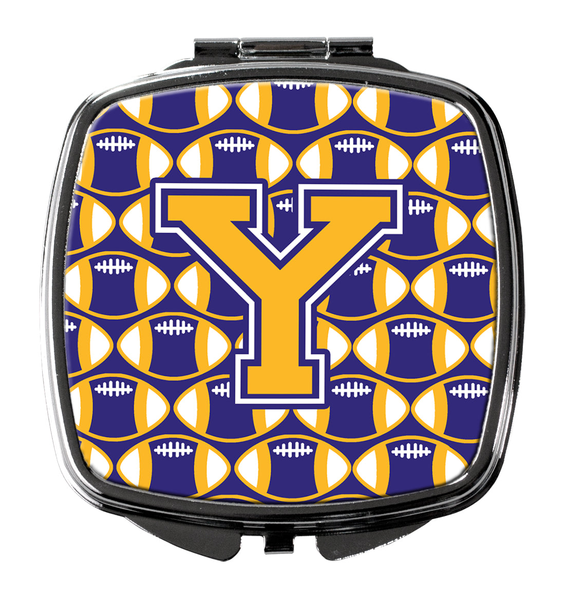 Letter Y Football Purple and Gold Compact Mirror CJ1064-YSCM  the-store.com.