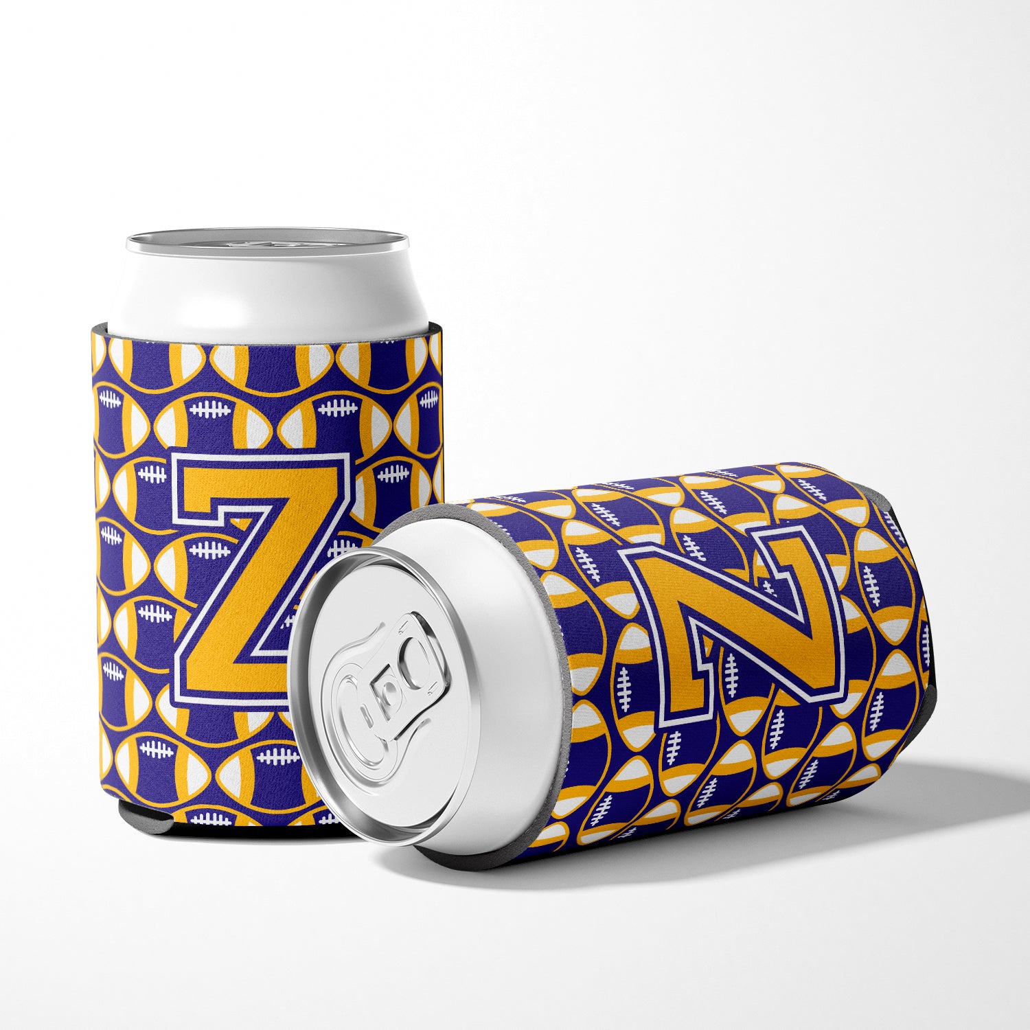 Letter Z Football Purple and Gold Can or Bottle Hugger CJ1064-ZCC.