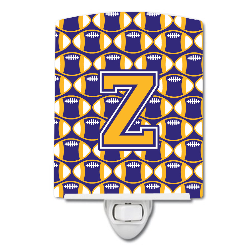 Letter Z Football Purple and Gold Ceramic Night Light CJ1064-ZCNL - the-store.com