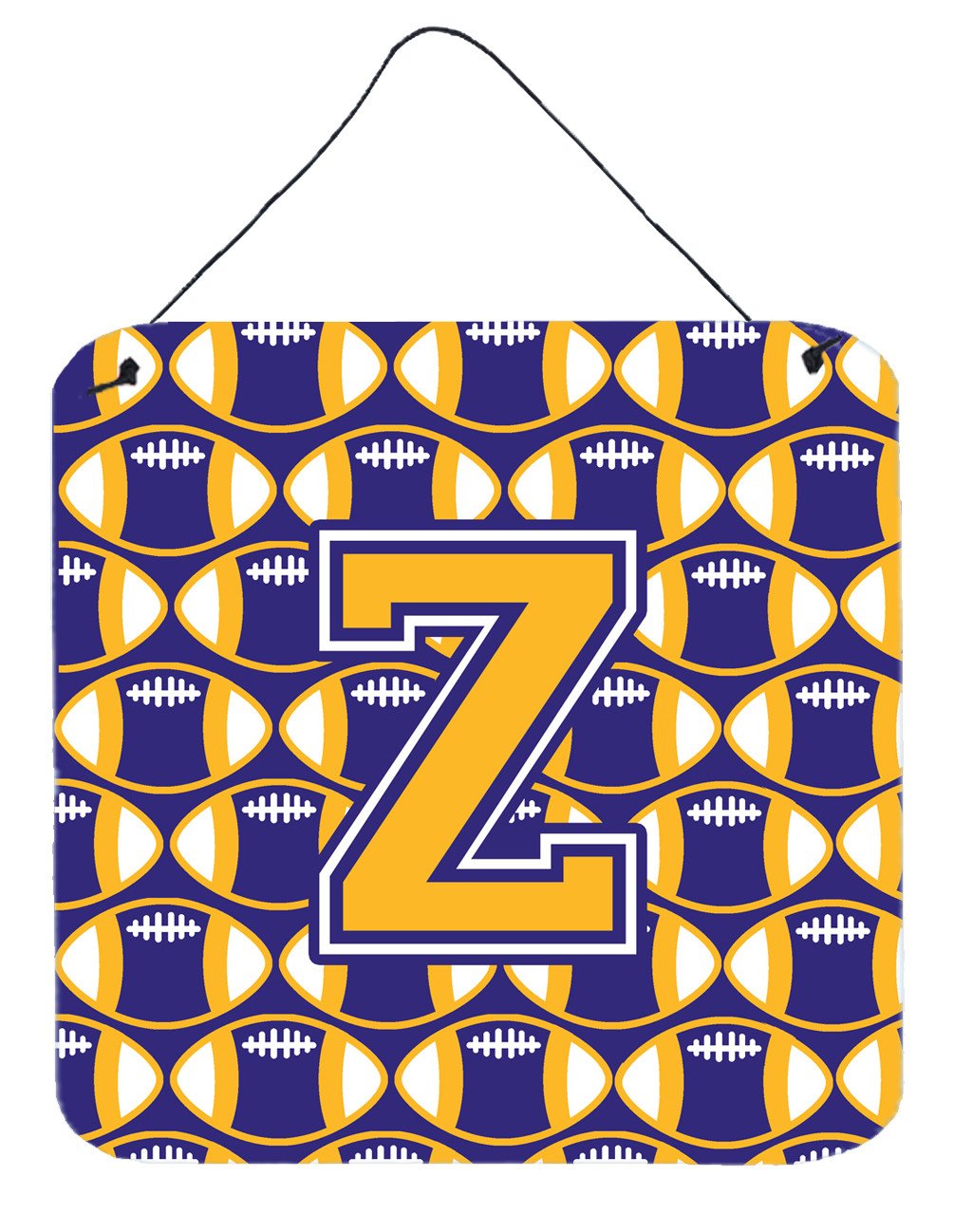 Letter Z Football Purple and Gold Wall or Door Hanging Prints CJ1064-ZDS66 by Caroline's Treasures
