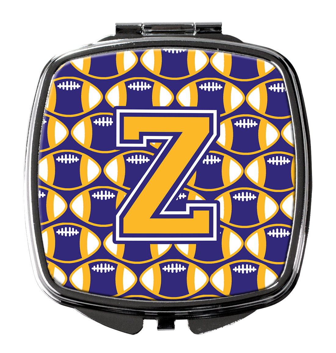 Letter Z Football Purple and Gold Compact Mirror CJ1064-ZSCM