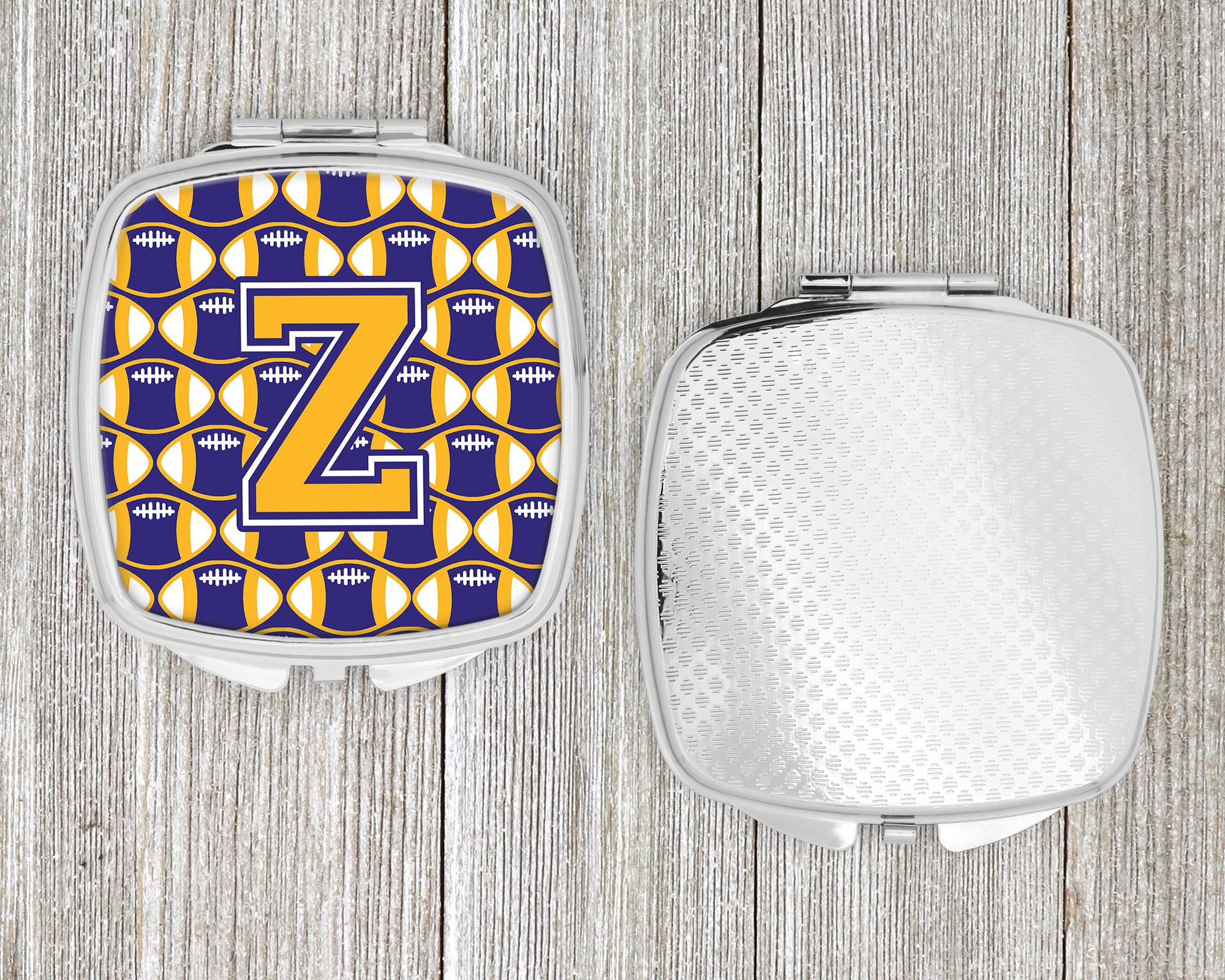 Letter Z Football Purple and Gold Compact Mirror CJ1064-ZSCM  the-store.com.