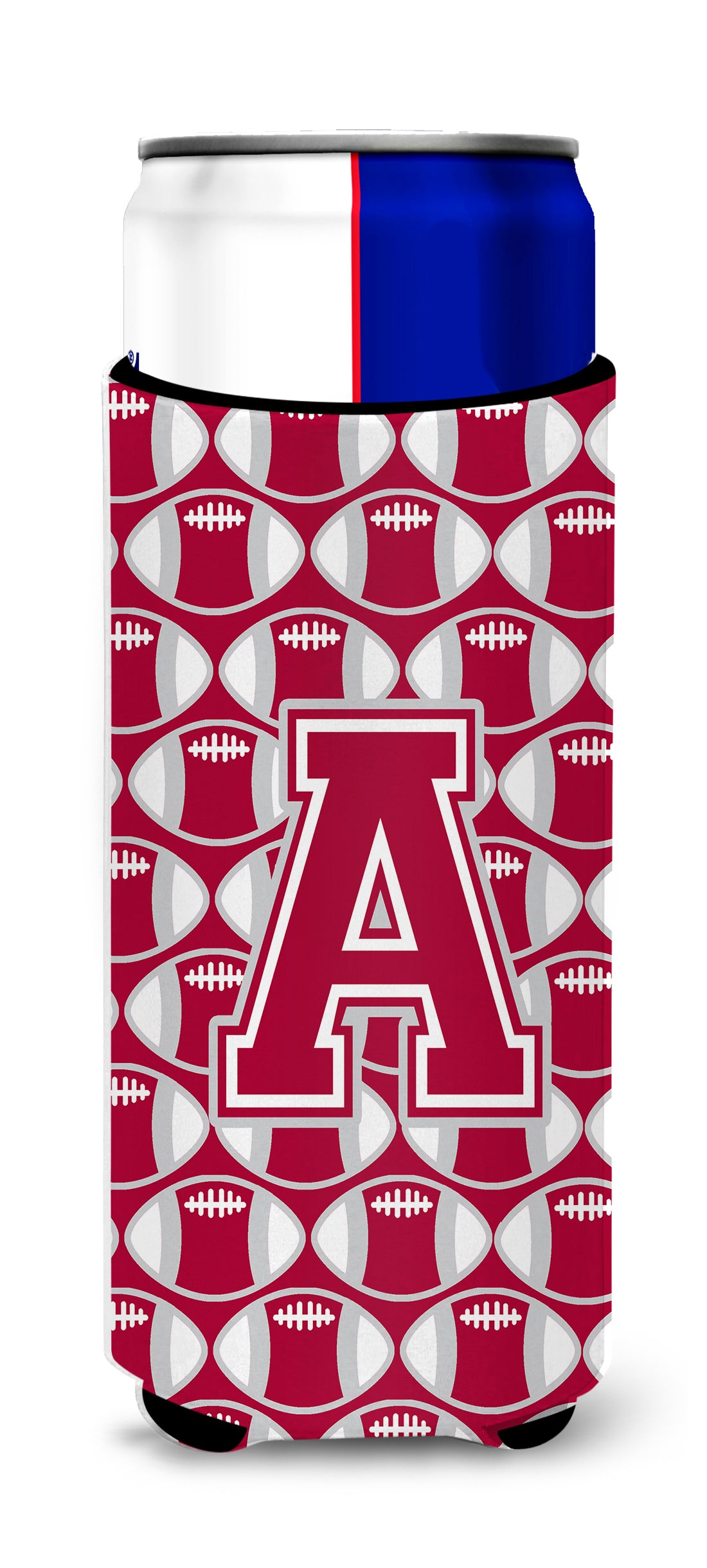 Letter A Football Crimson, grey and white Ultra Beverage Insulators for slim cans CJ1065-AMUK
