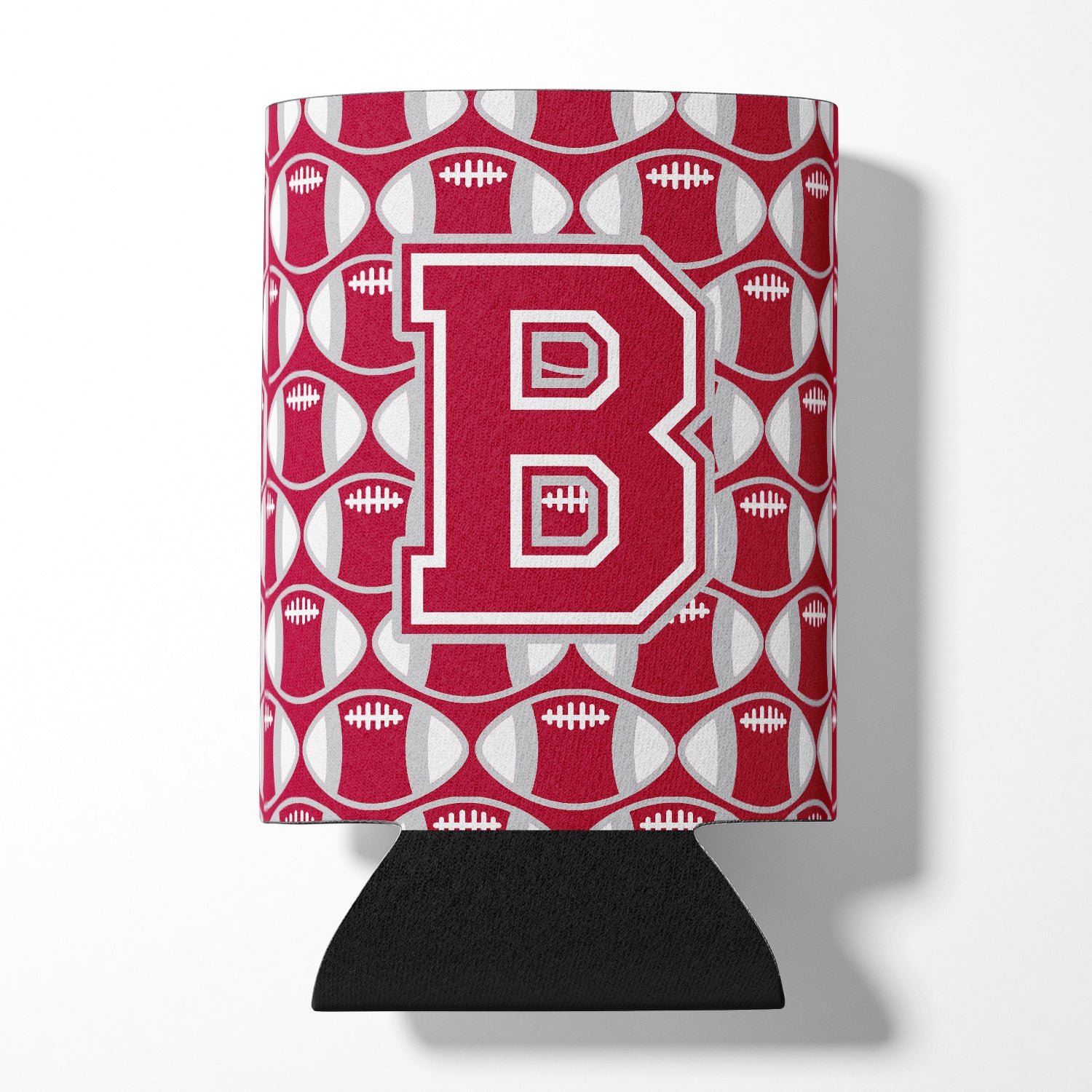 Letter B Football Crimson, grey and white Can or Bottle Hugger CJ1065-BCC
