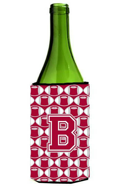 Letter B Football Crimson, grey and white Wine Bottle Beverage Insulator Hugger CJ1065-BLITERK by Caroline&#39;s Treasures