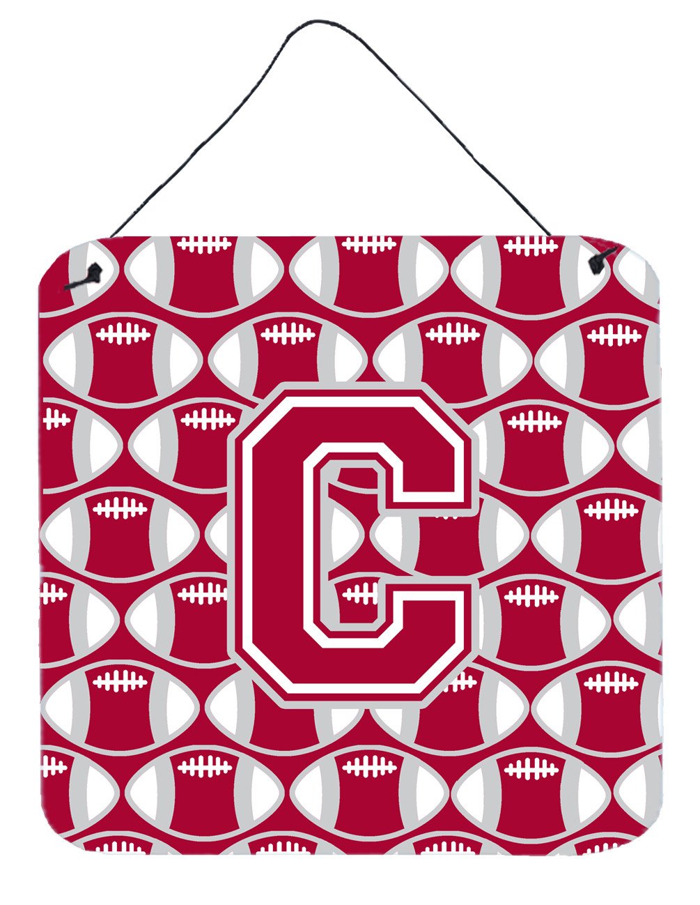 Letter C Football Crimson, grey and white Wall or Door Hanging Prints CJ1065-CDS66 by Caroline&#39;s Treasures