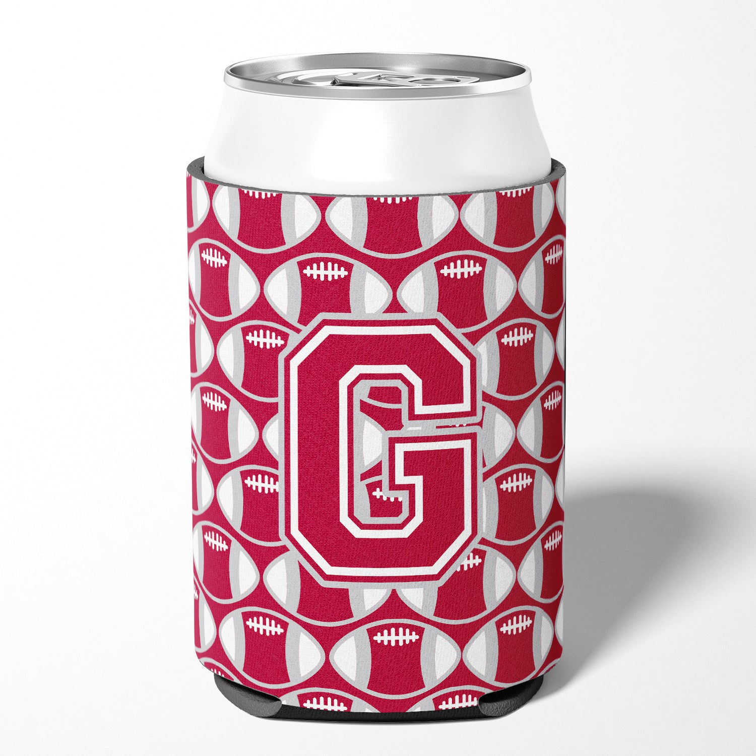 Letter G Football Crimson, grey and white Can or Bottle Hugger CJ1065-GCC