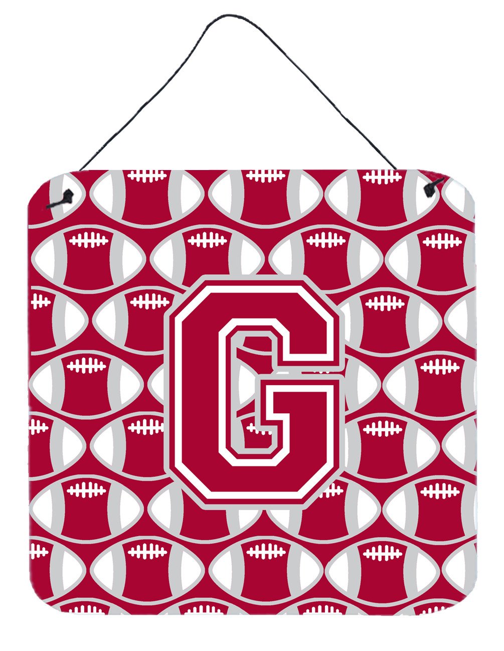 Letter G Football Crimson, grey and white Wall or Door Hanging Prints CJ1065-GDS66 by Caroline&#39;s Treasures