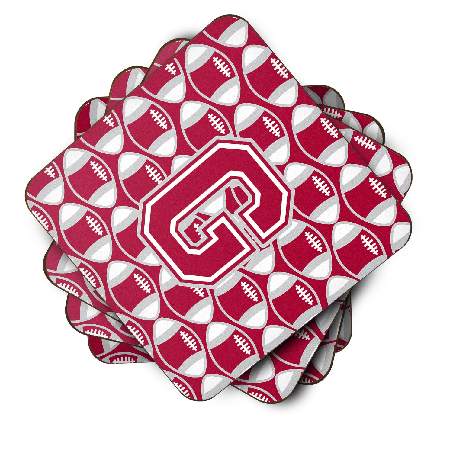 Letter G Football Crimson, grey and white Foam Coaster Set of 4 CJ1065-GFC - the-store.com