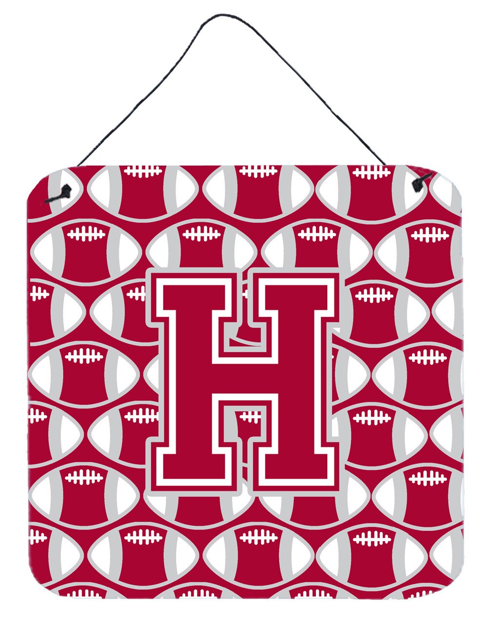 Letter H Football Crimson, grey and white Wall or Door Hanging Prints CJ1065-HDS66 by Caroline&#39;s Treasures