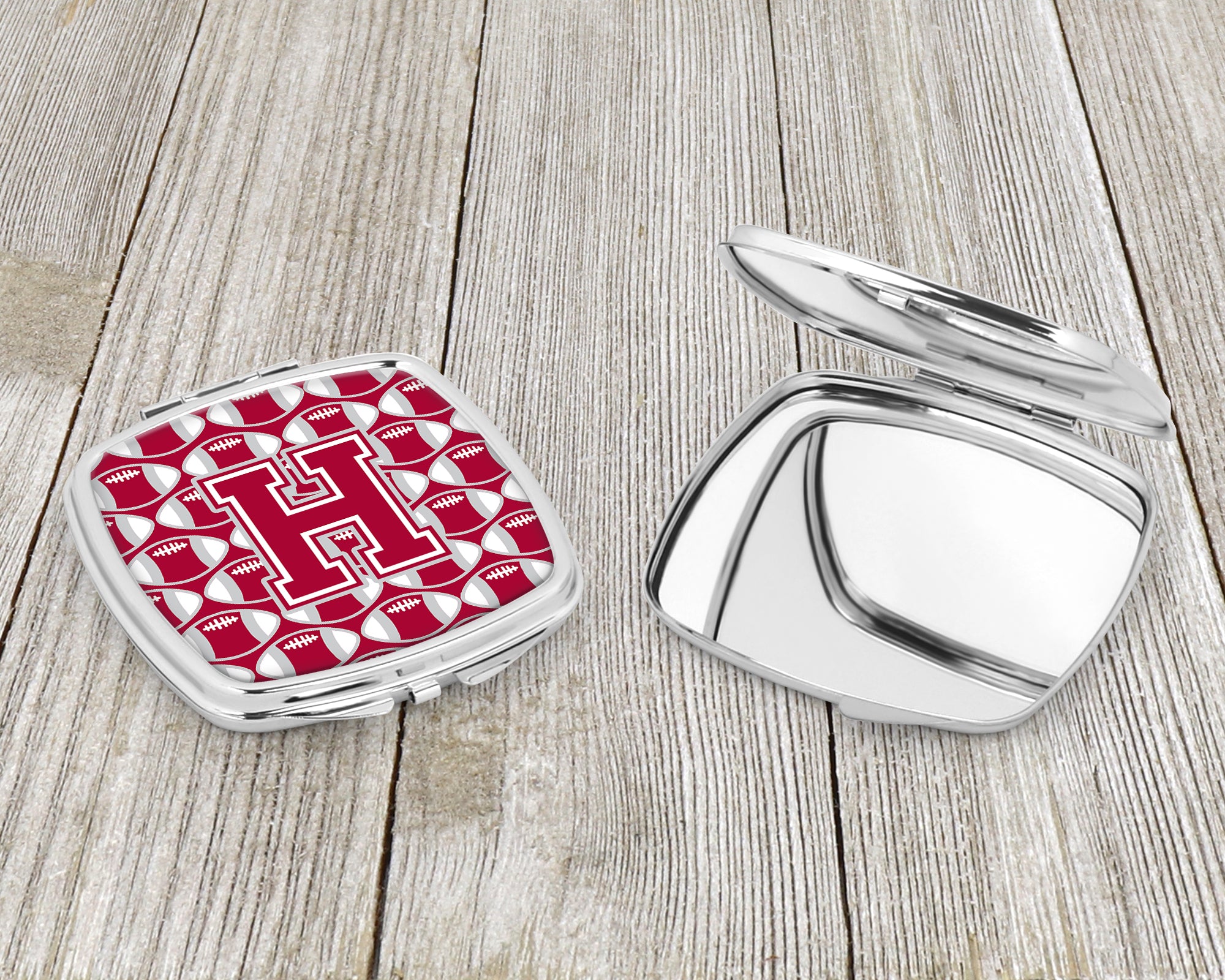 Letter H Football Crimson, grey and white Compact Mirror CJ1065-HSCM  the-store.com.