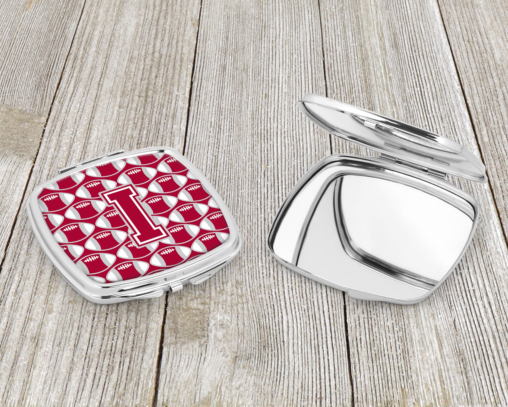 Letter I Football Crimson, grey and white Compact Mirror CJ1065-ISCM  the-store.com.
