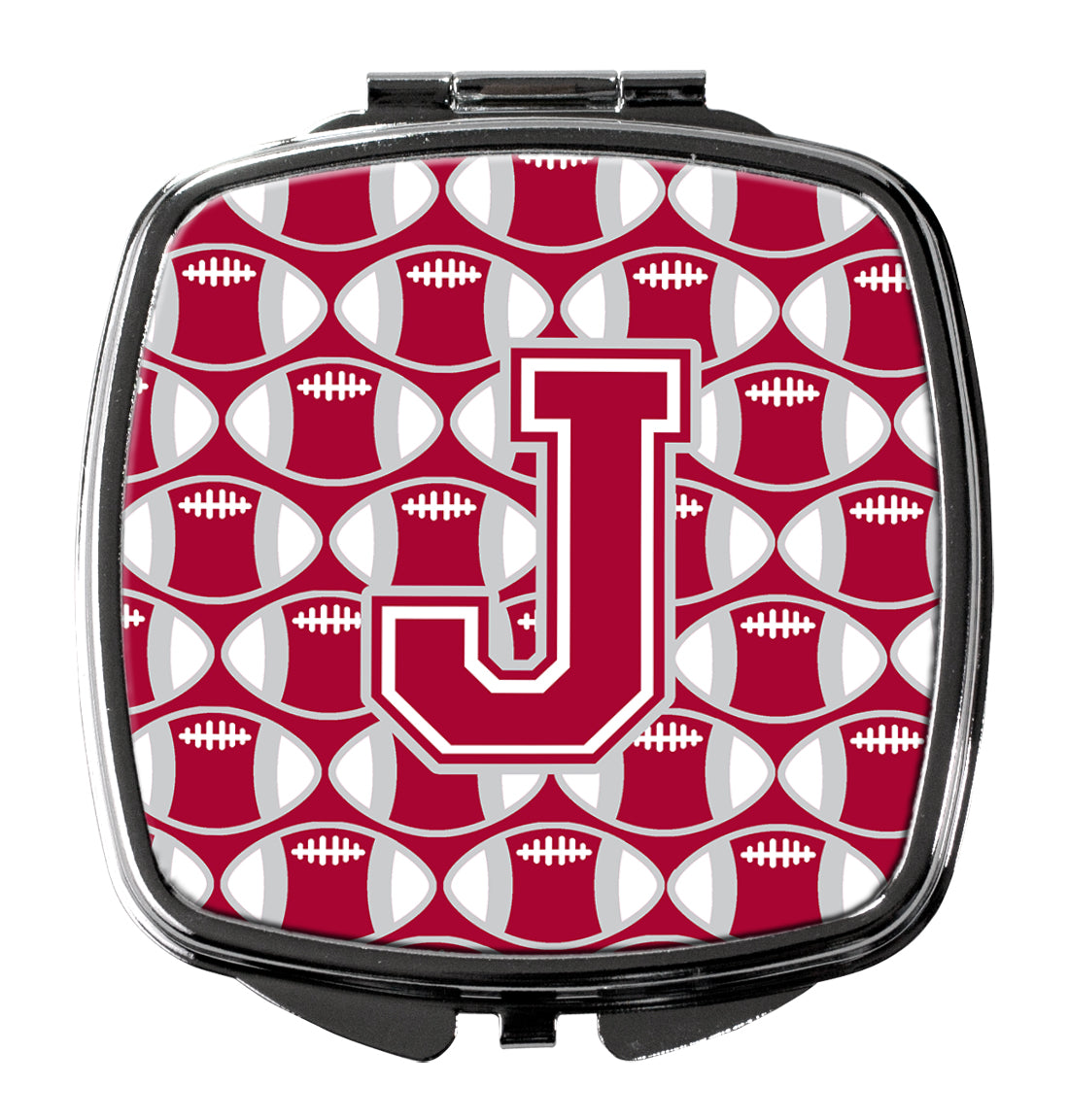 Letter J Football Crimson, grey and white Compact Mirror CJ1065-JSCM