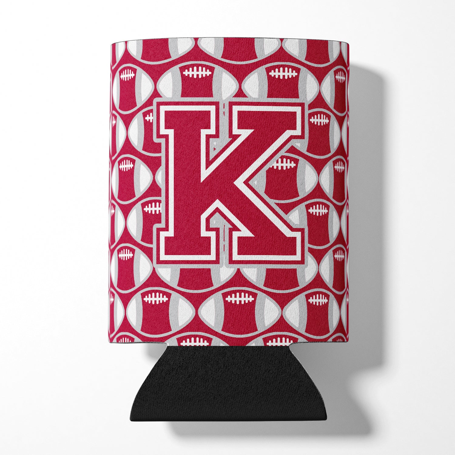 Letter K Football Crimson, grey and white Can or Bottle Hugger CJ1065-KCC
