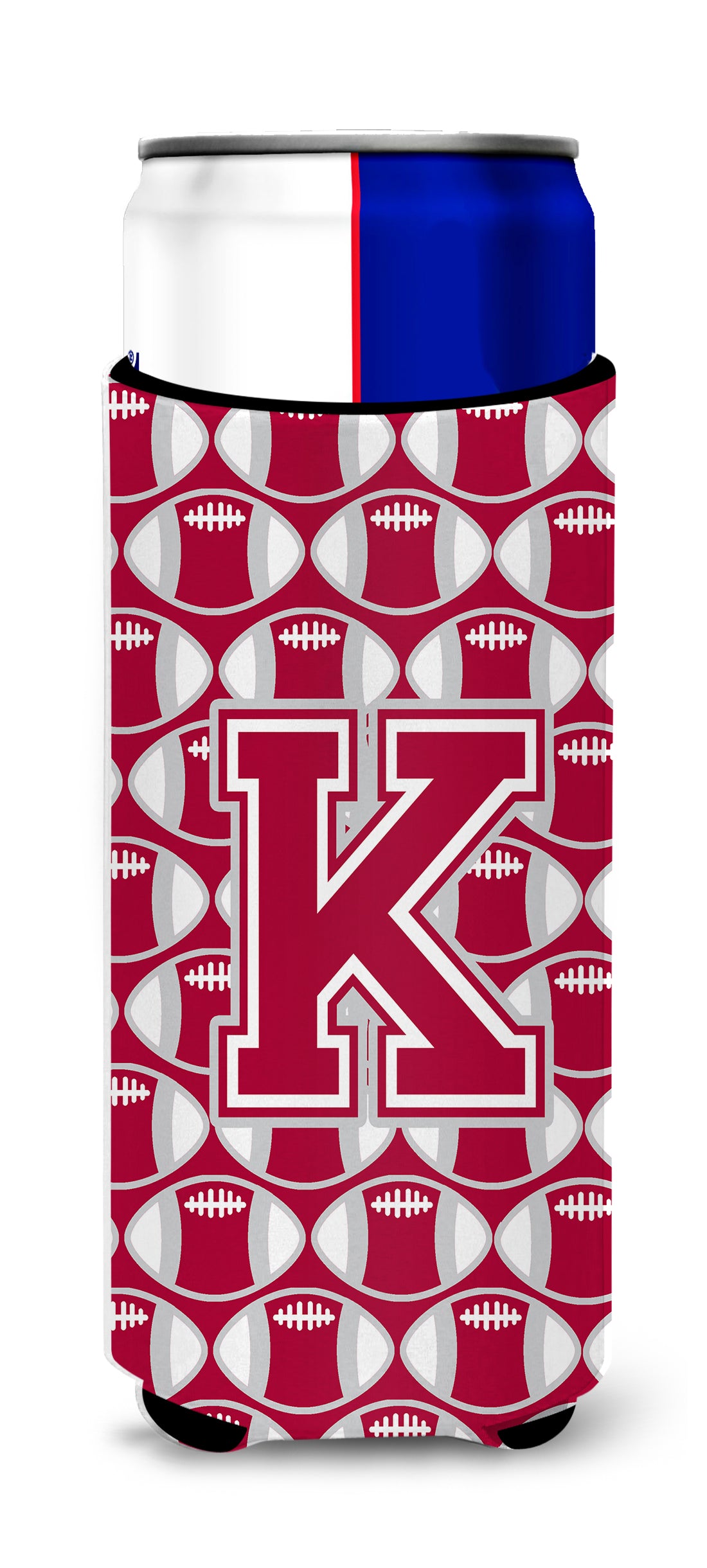 Letter K Football Crimson, grey and white Ultra Beverage Insulators for slim cans CJ1065-KMUK