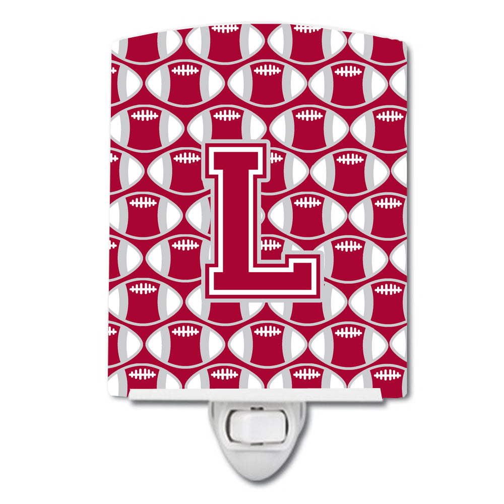 Letter L Football Crimson, grey and white Ceramic Night Light CJ1065-LCNL - the-store.com