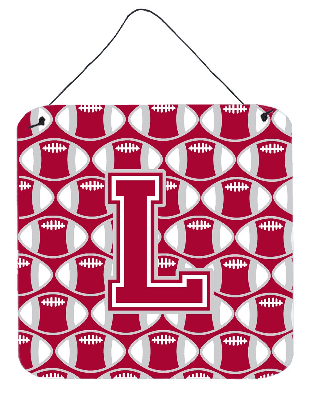 Letter L Football Crimson, grey and white Wall or Door Hanging Prints CJ1065-LDS66 by Caroline's Treasures