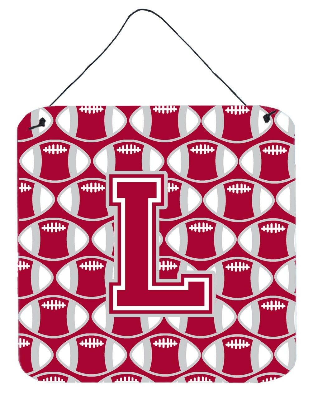 Letter L Football Crimson, grey and white Wall or Door Hanging Prints CJ1065-LDS66 by Caroline's Treasures