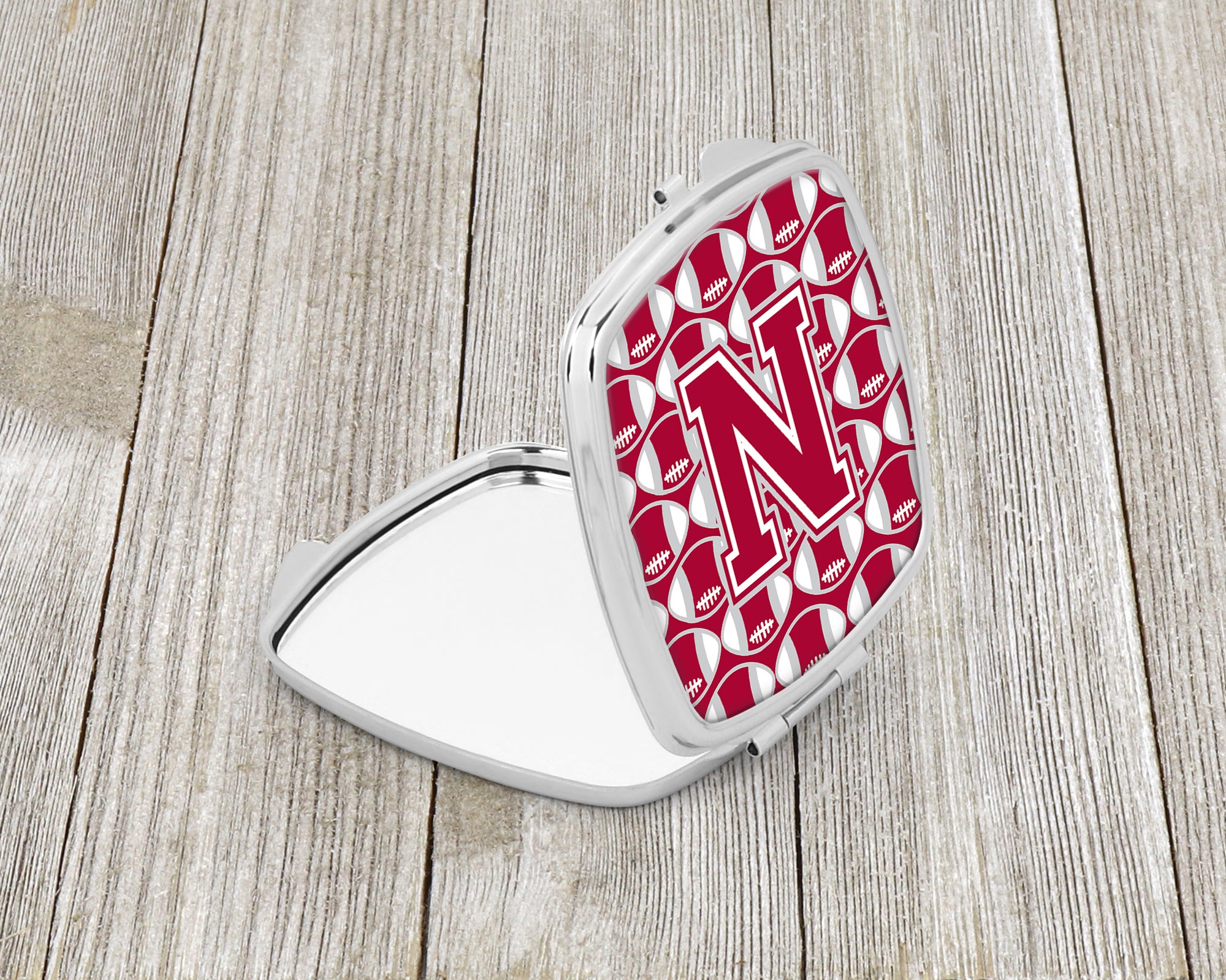 Letter N Football Crimson, grey and white Compact Mirror CJ1065-NSCM  the-store.com.