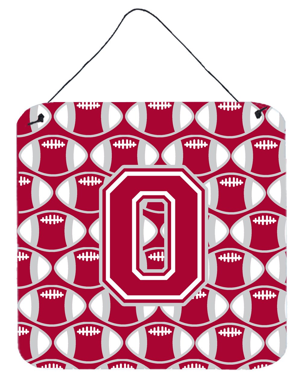 Letter O Football Crimson, grey and white Wall or Door Hanging Prints CJ1065-ODS66 by Caroline&#39;s Treasures