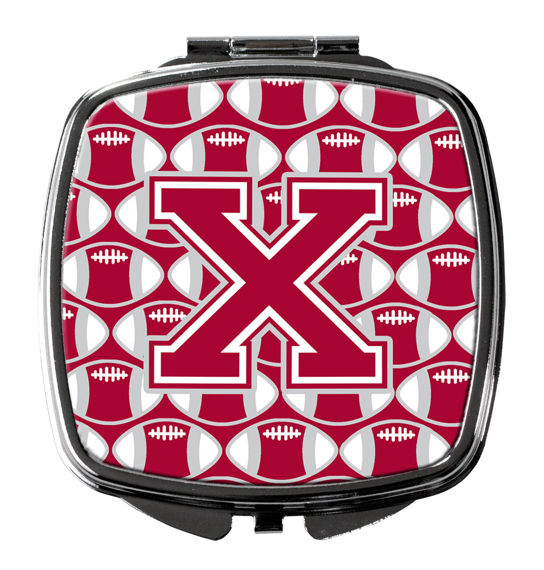 Lettre X Football Crimson, gris et blanc Miroir compact CJ1065-XSCM