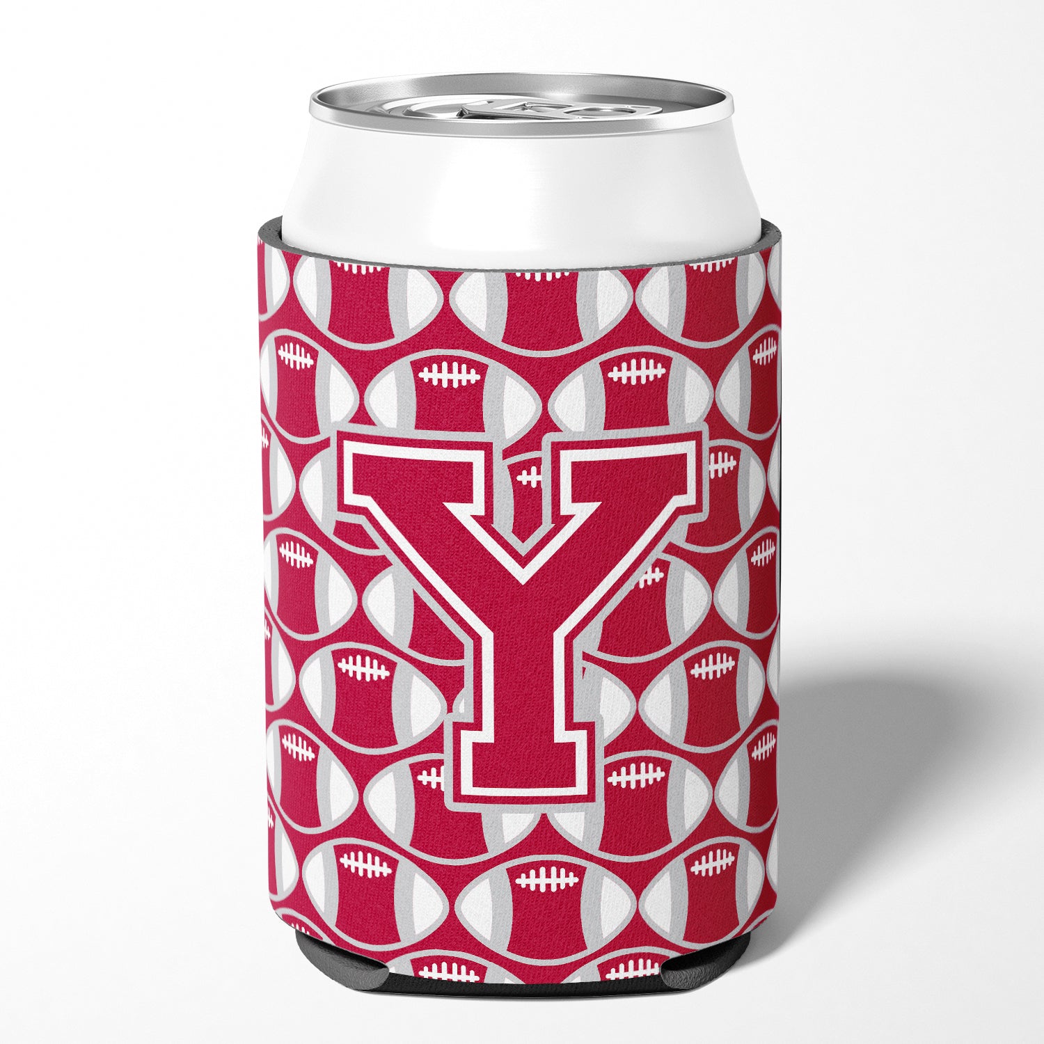 Lettre Y Football Crimson, gris et blanc Can ou Bottle Hugger CJ1065-YCC