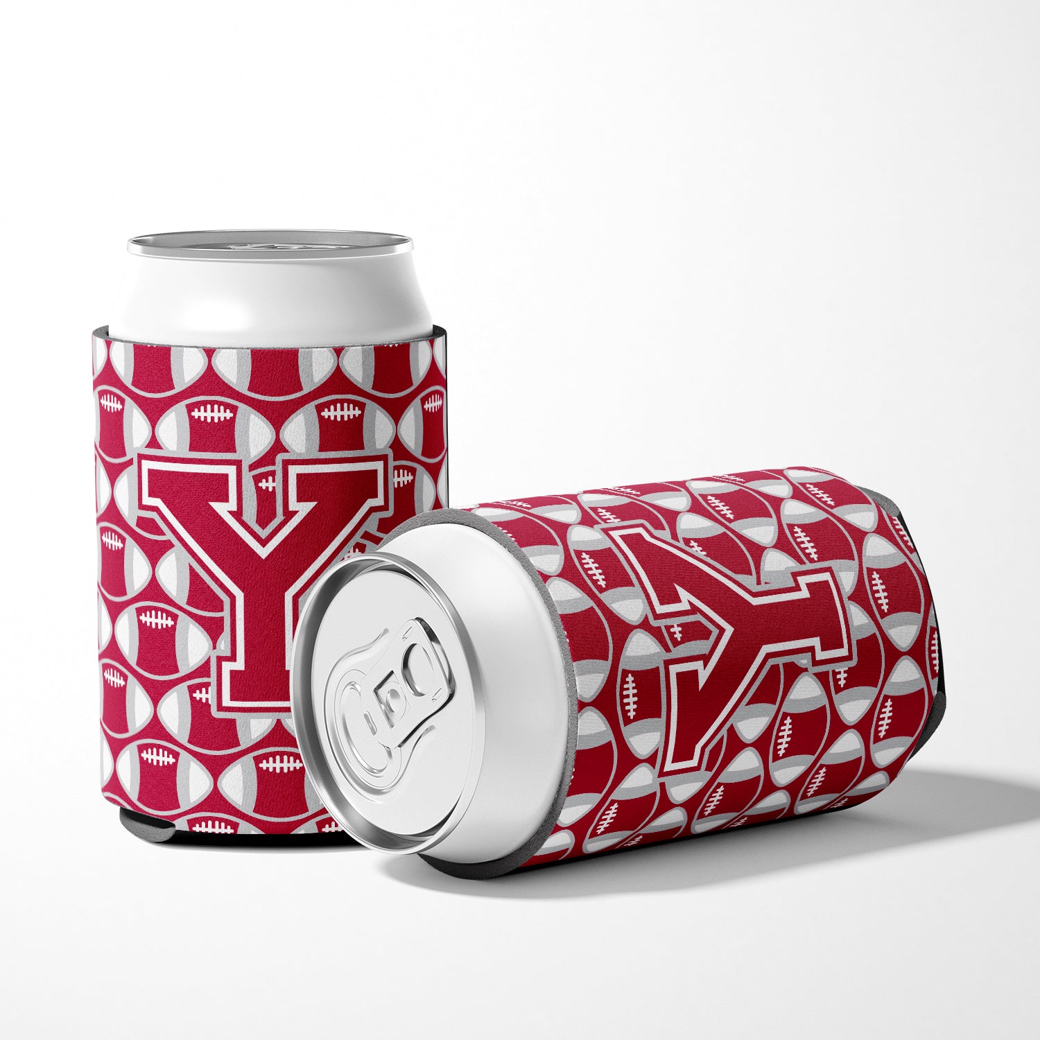Letter Y Football Crimson, grey and white Can or Bottle Hugger CJ1065-YCC.
