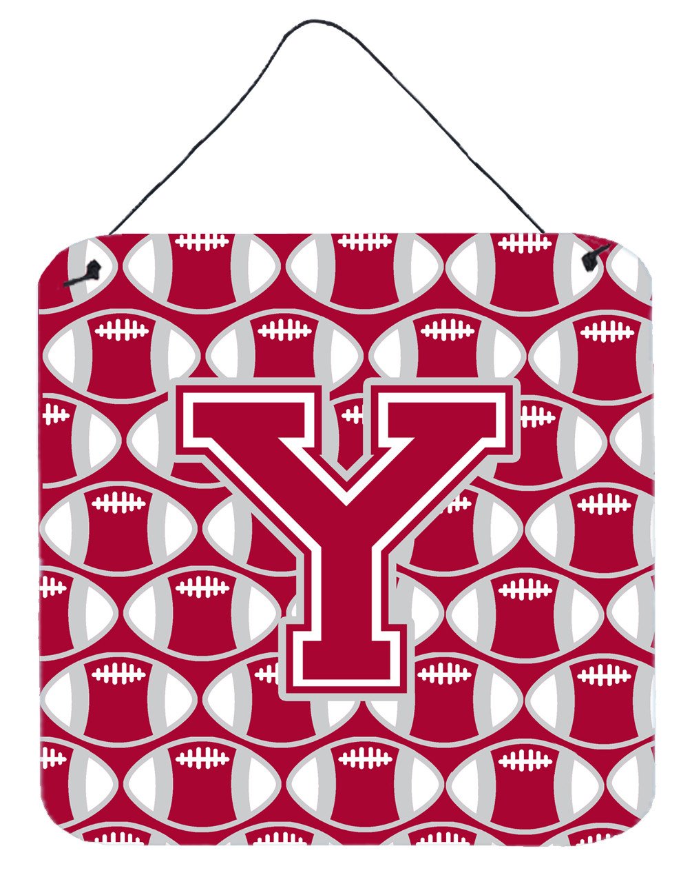 Letter Y Football Crimson, grey and white Wall or Door Hanging Prints CJ1065-YDS66 by Caroline&#39;s Treasures