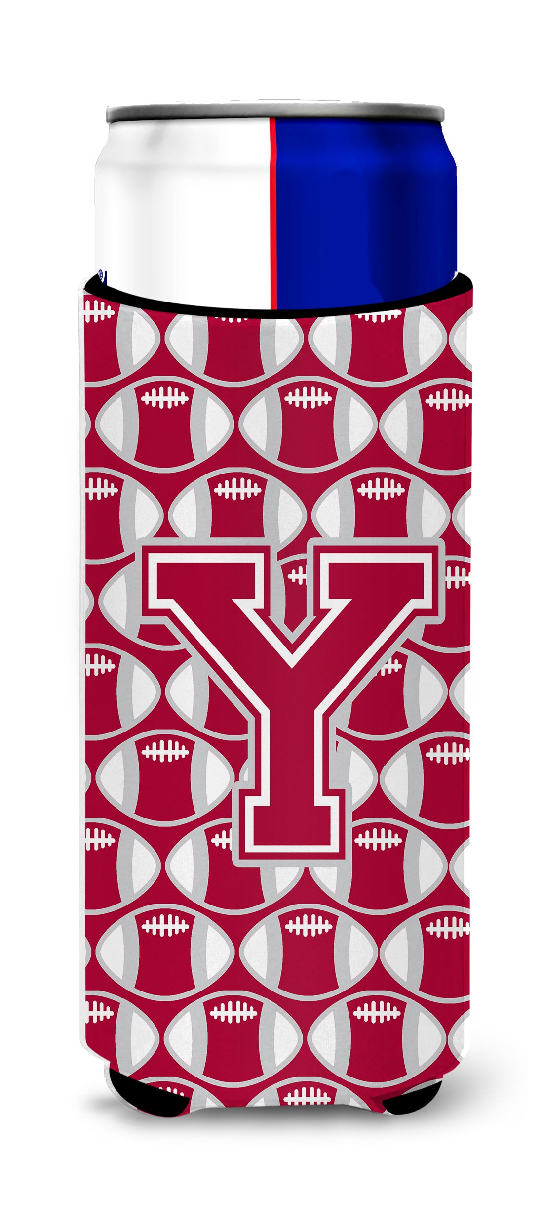Letter Y Football Crimson, grey and white Ultra Beverage Insulators for slim cans CJ1065-YMUK