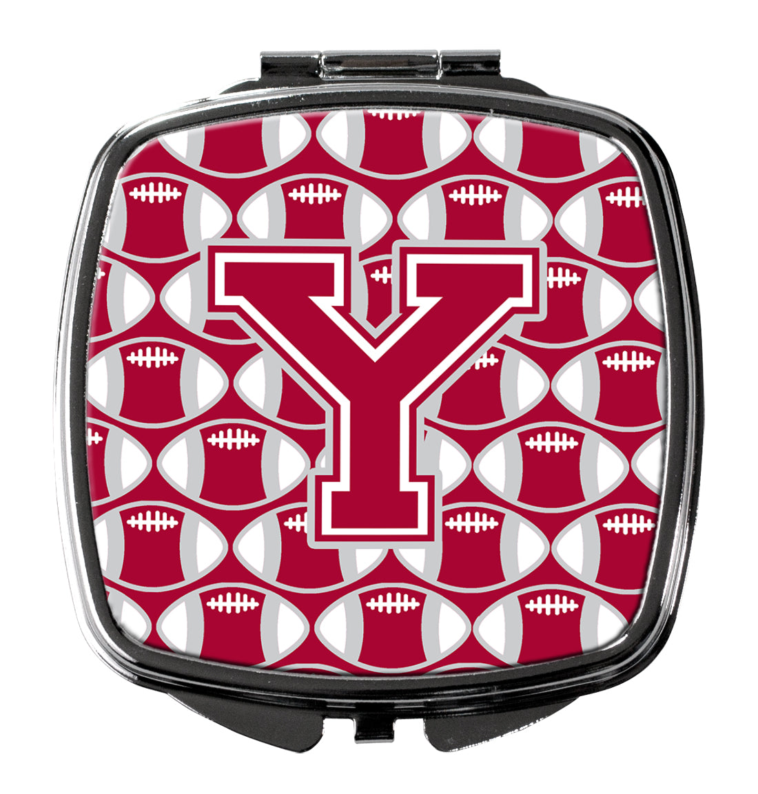 Letter Y Football Crimson, grey and white Compact Mirror CJ1065-YSCM