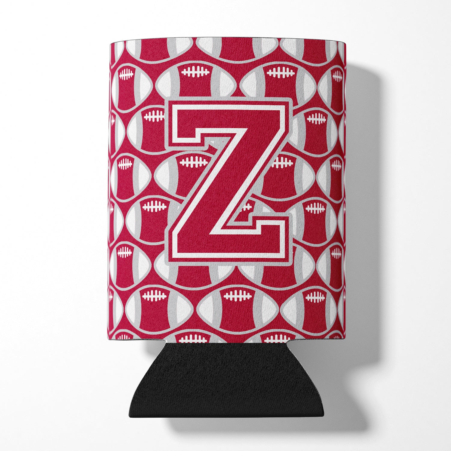Letter Z Football Crimson, grey and white Can or Bottle Hugger CJ1065-ZCC