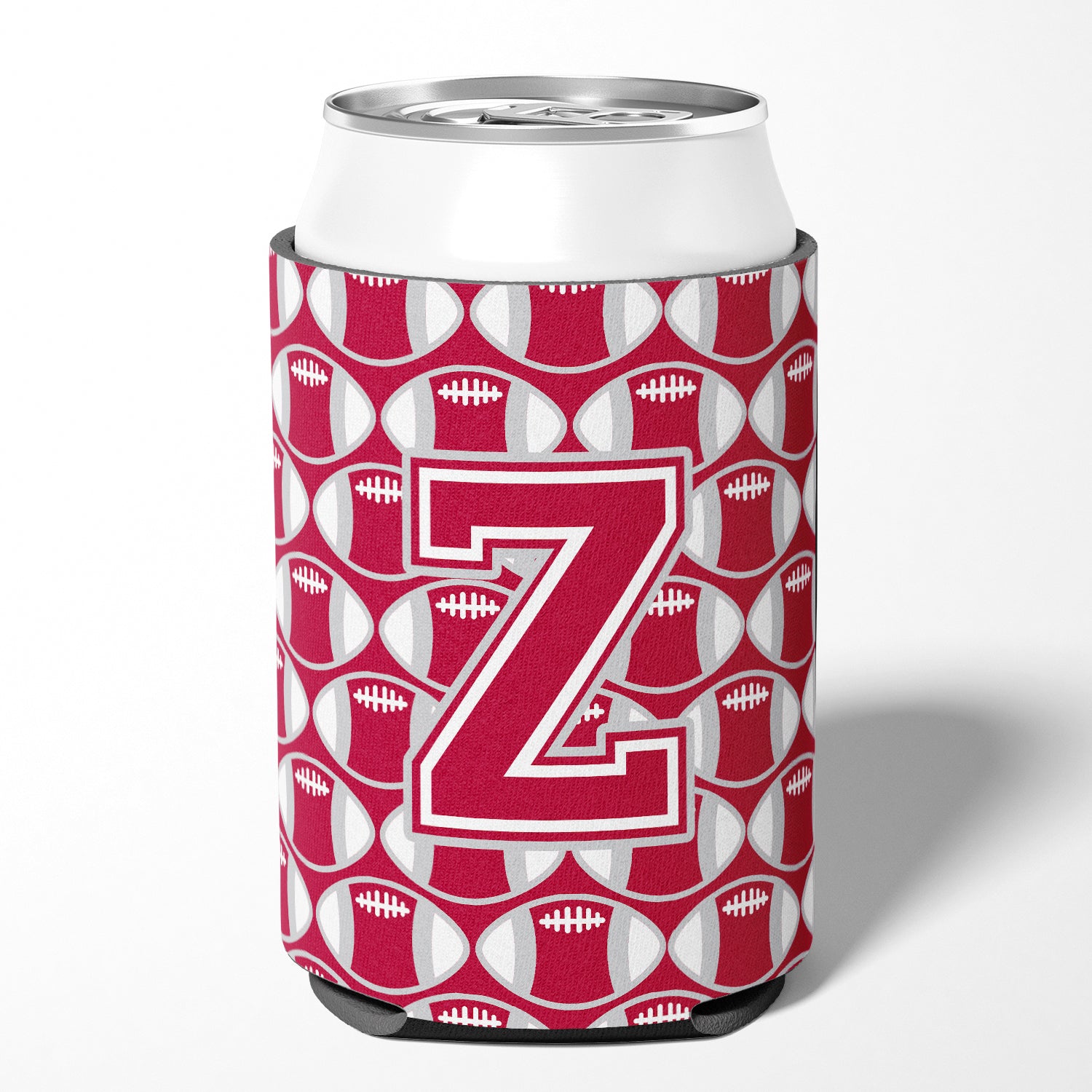 Letter Z Football Crimson, grey and white Can or Bottle Hugger CJ1065-ZCC