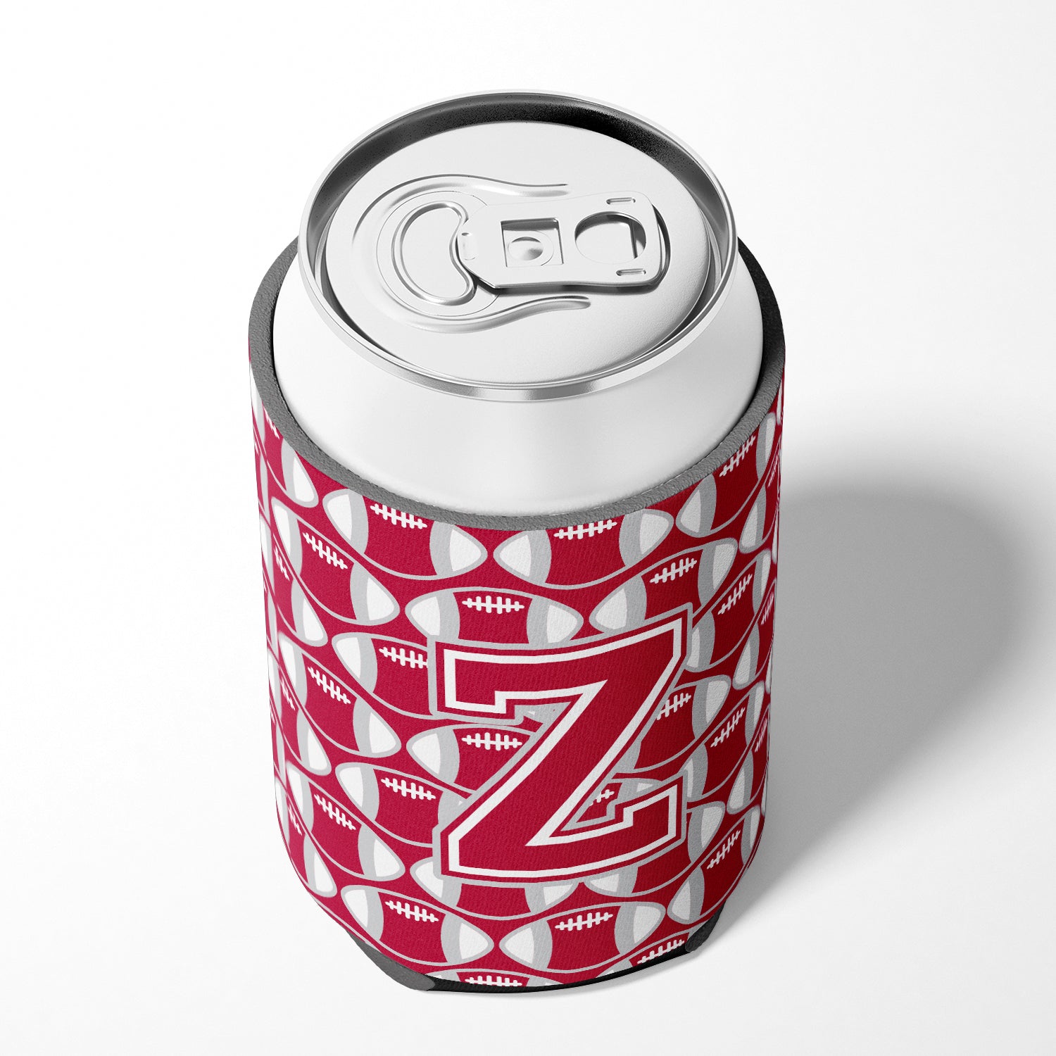 Letter Z Football Crimson, grey and white Can or Bottle Hugger CJ1065-ZCC.