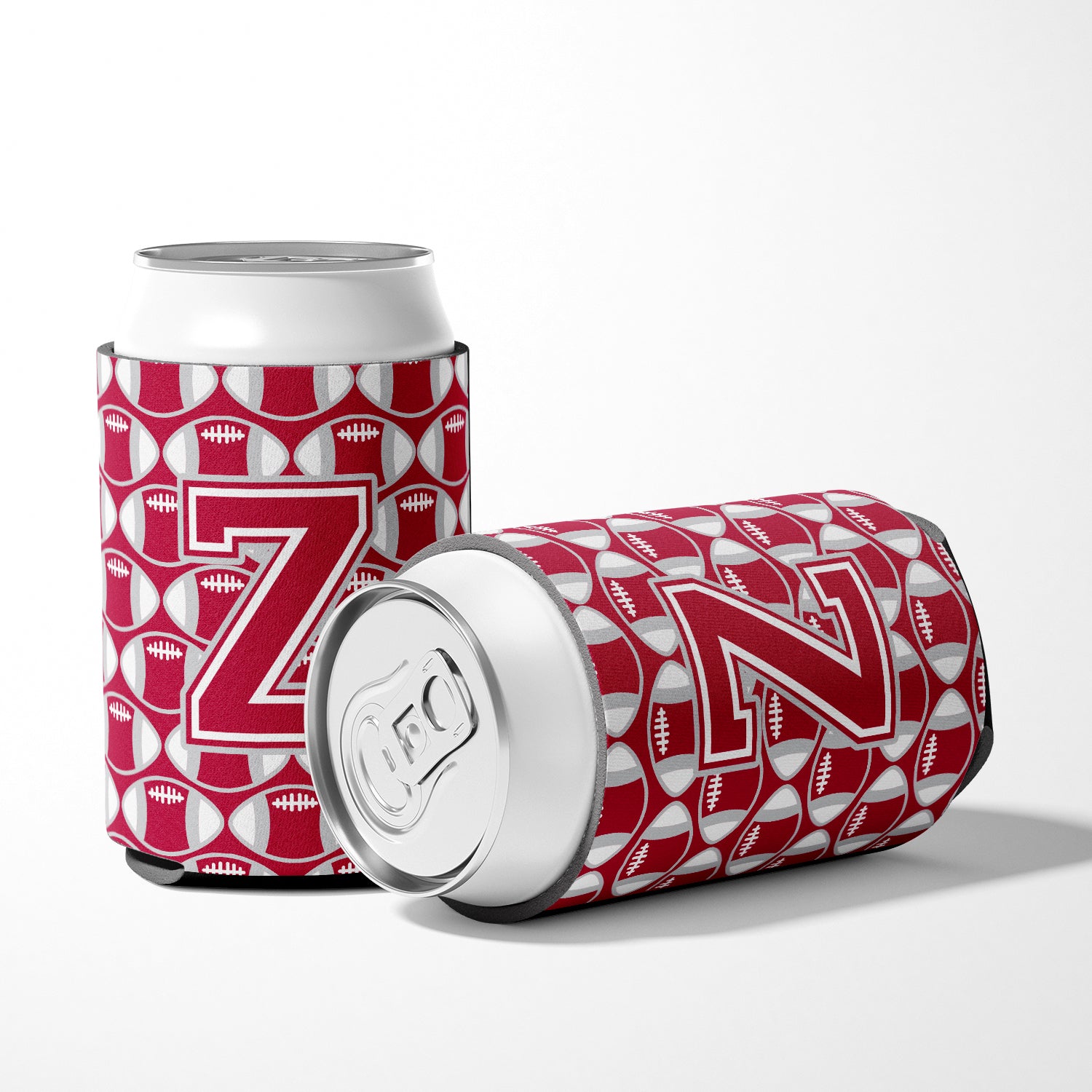Letter Z Football Crimson, grey and white Can or Bottle Hugger CJ1065-ZCC.