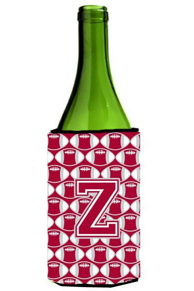 Letter Z Football Crimson, grey and white Wine Bottle Beverage Insulator Hugger CJ1065-ZLITERK by Caroline&#39;s Treasures