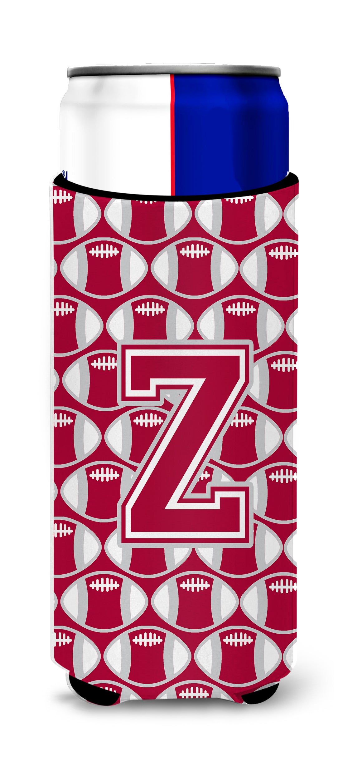 Letter Z Football Crimson, grey and white Ultra Beverage Insulators for slim cans CJ1065-ZMUK