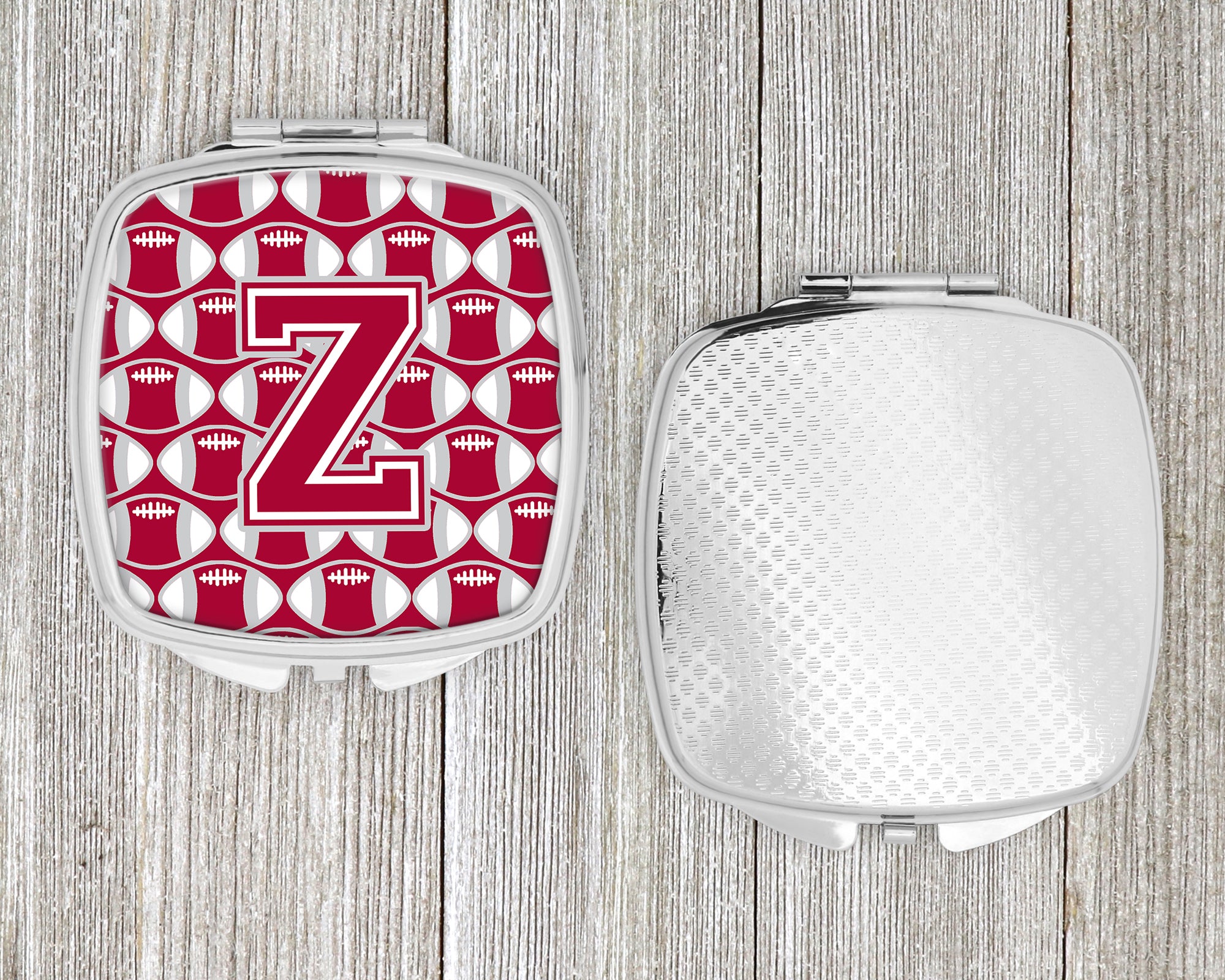 Letter Z Football Crimson, grey and white Compact Mirror CJ1065-ZSCM  the-store.com.