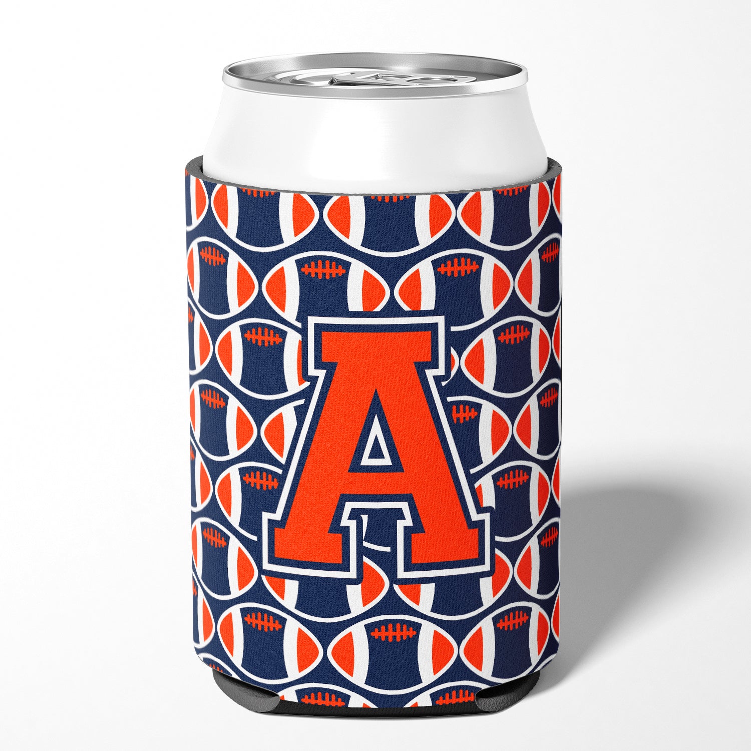 Letter A Football Orange, Blue and white Can or Bottle Hugger CJ1066-ACC
