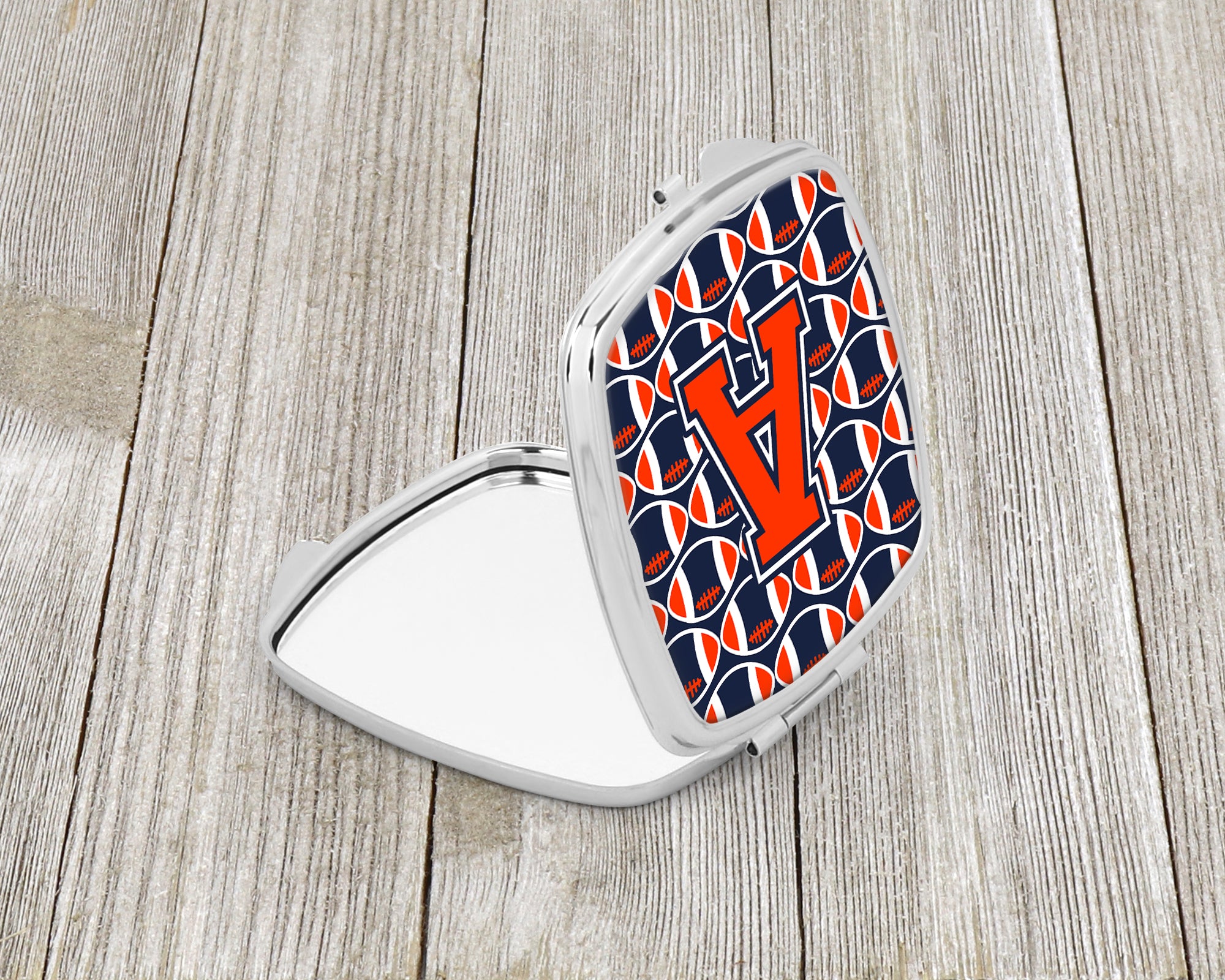 Letter A Football Orange, Blue and white Compact Mirror CJ1066-ASCM  the-store.com.