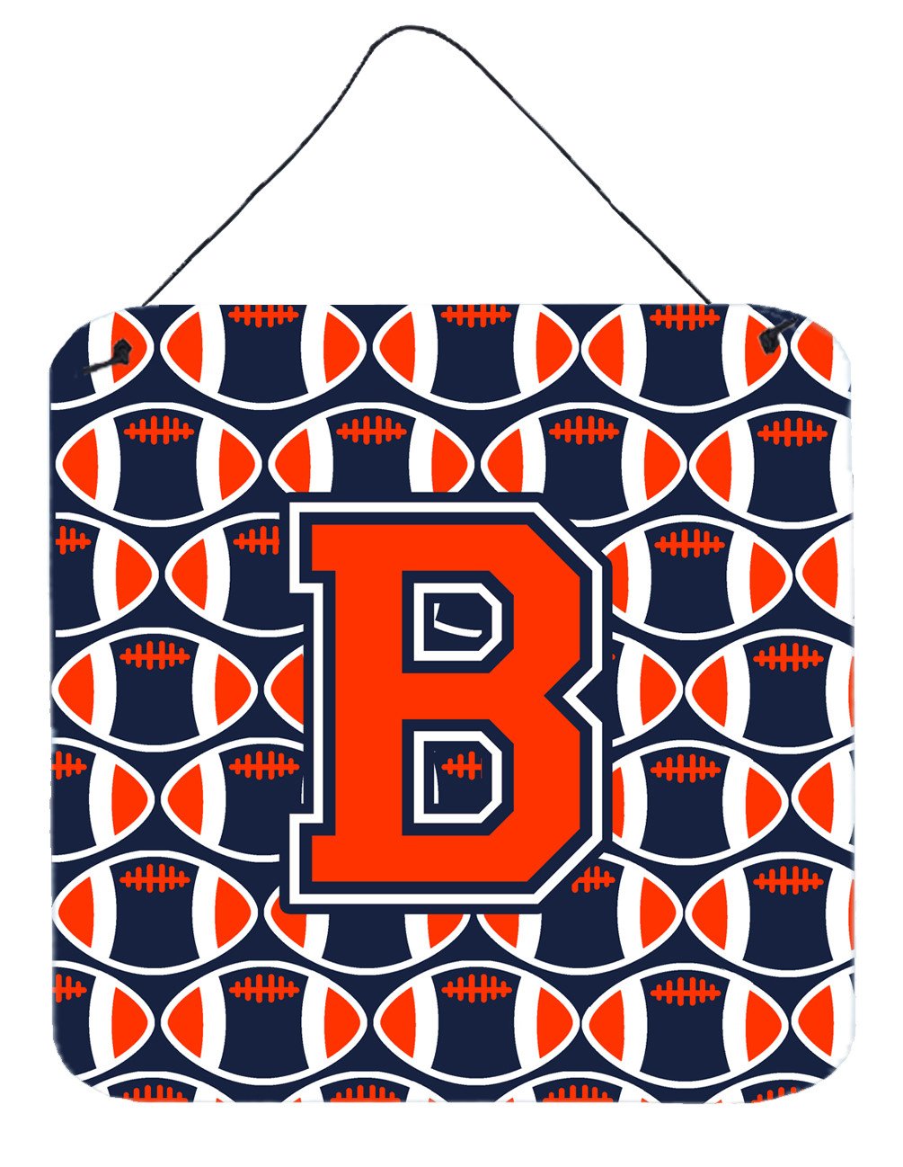 Letter B Football Orange, Blue and white Wall or Door Hanging Prints CJ1066-BDS66 by Caroline&#39;s Treasures