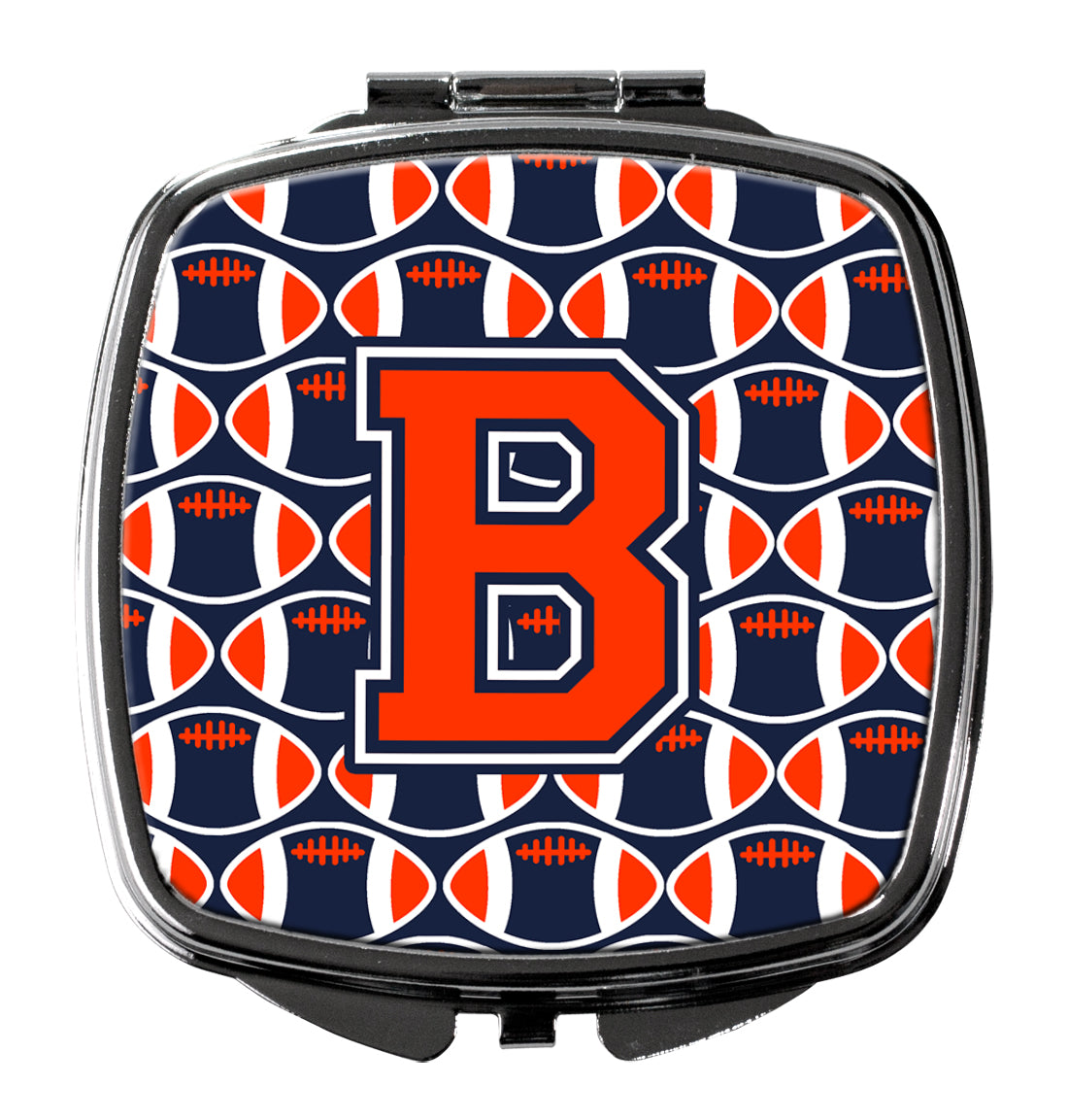 Letter B Football Orange, Blue and white Compact Mirror CJ1066-BSCM  the-store.com.