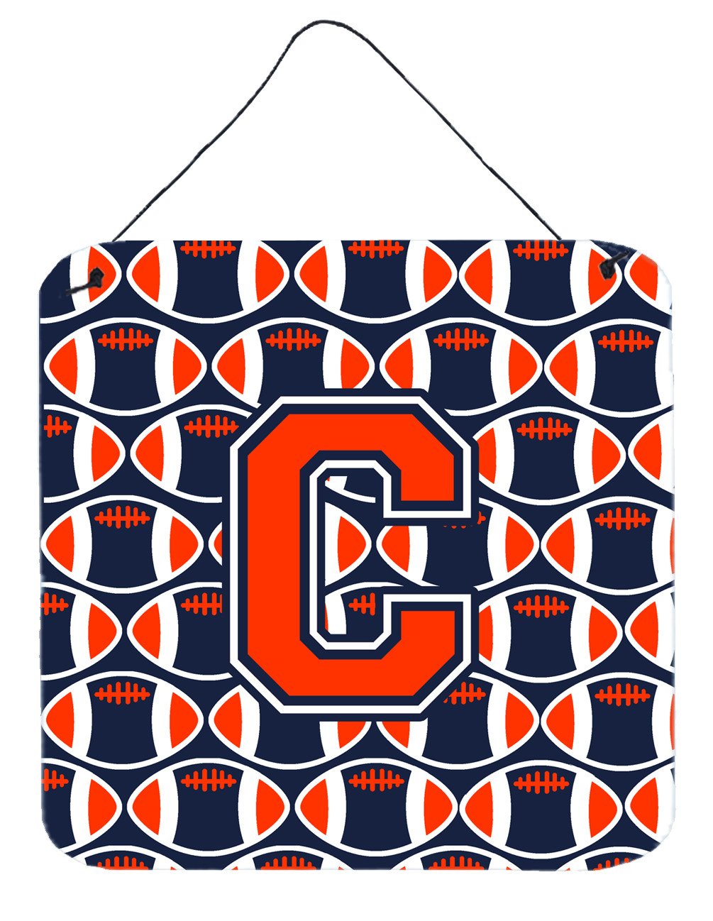 Letter C Football Orange, Blue and white Wall or Door Hanging Prints CJ1066-CDS66 by Caroline&#39;s Treasures