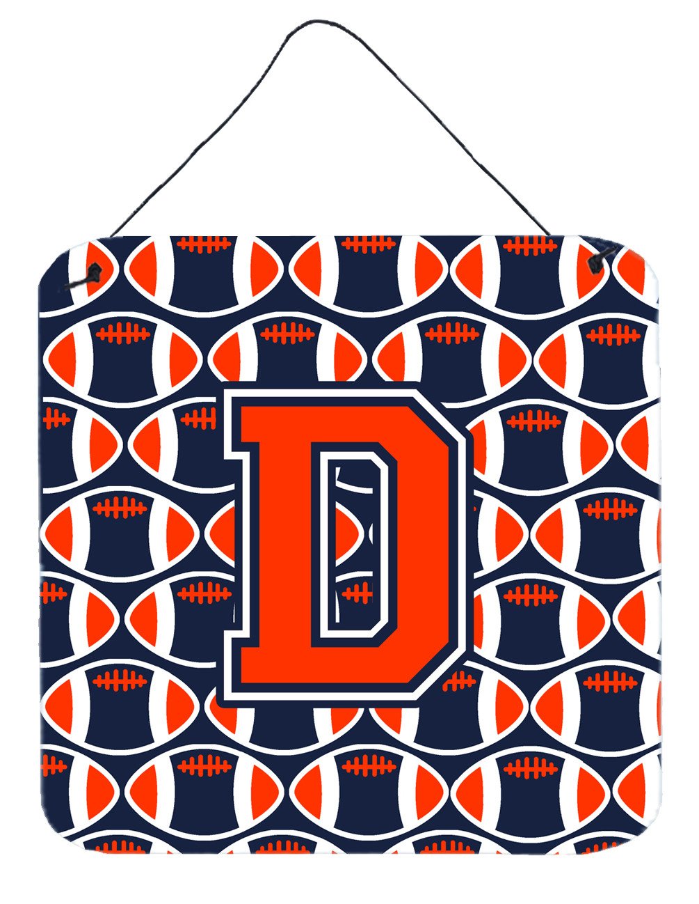 Letter D Football Orange, Blue and white Wall or Door Hanging Prints CJ1066-DDS66 by Caroline&#39;s Treasures
